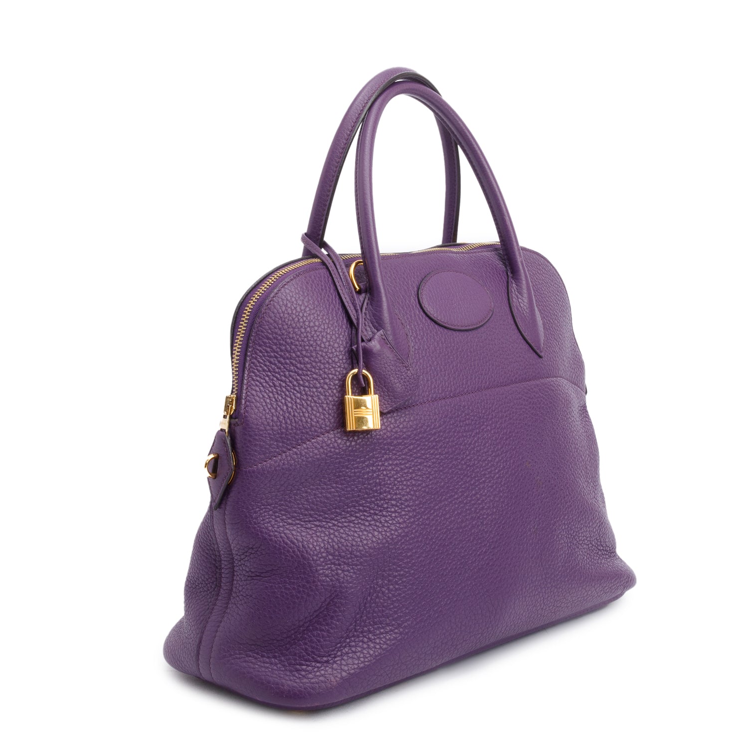 Hermes Ultraviolet Clemence Leather Bolide 35 w/ Strap