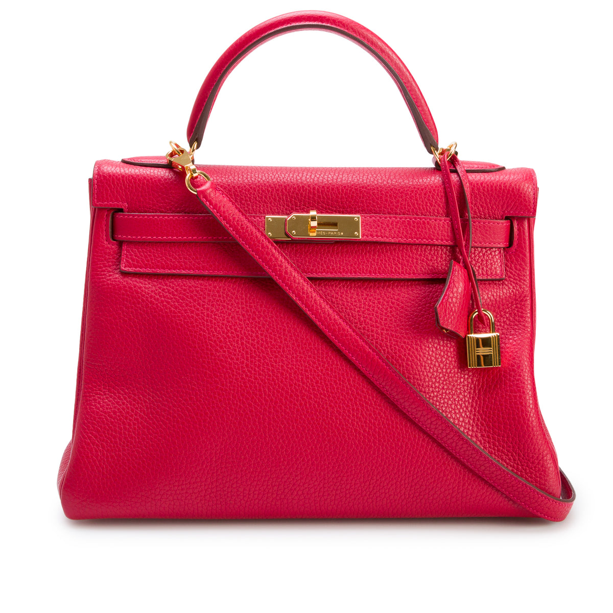 Hermes Red Taurillon Clemence Kelly II Retourne 32 w/ Strap