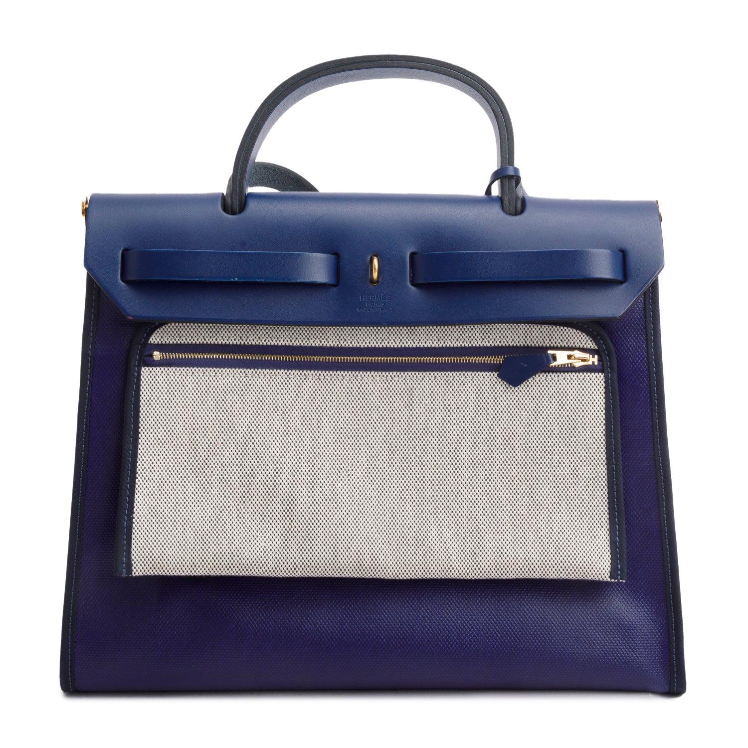 Hermes 2021 Bleu Saphir Toile H Bleu Encre Vache Hunter Berline Herbag Zip 31 PM w/ Pouch