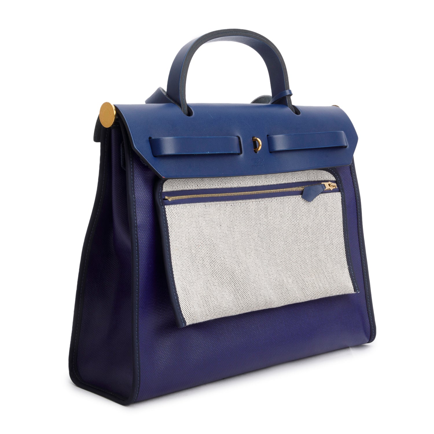 Hermes 2021 Bleu Saphir Toile H Bleu Encre Vache Hunter Berline Herbag Zip 31 PM w/ Pouch