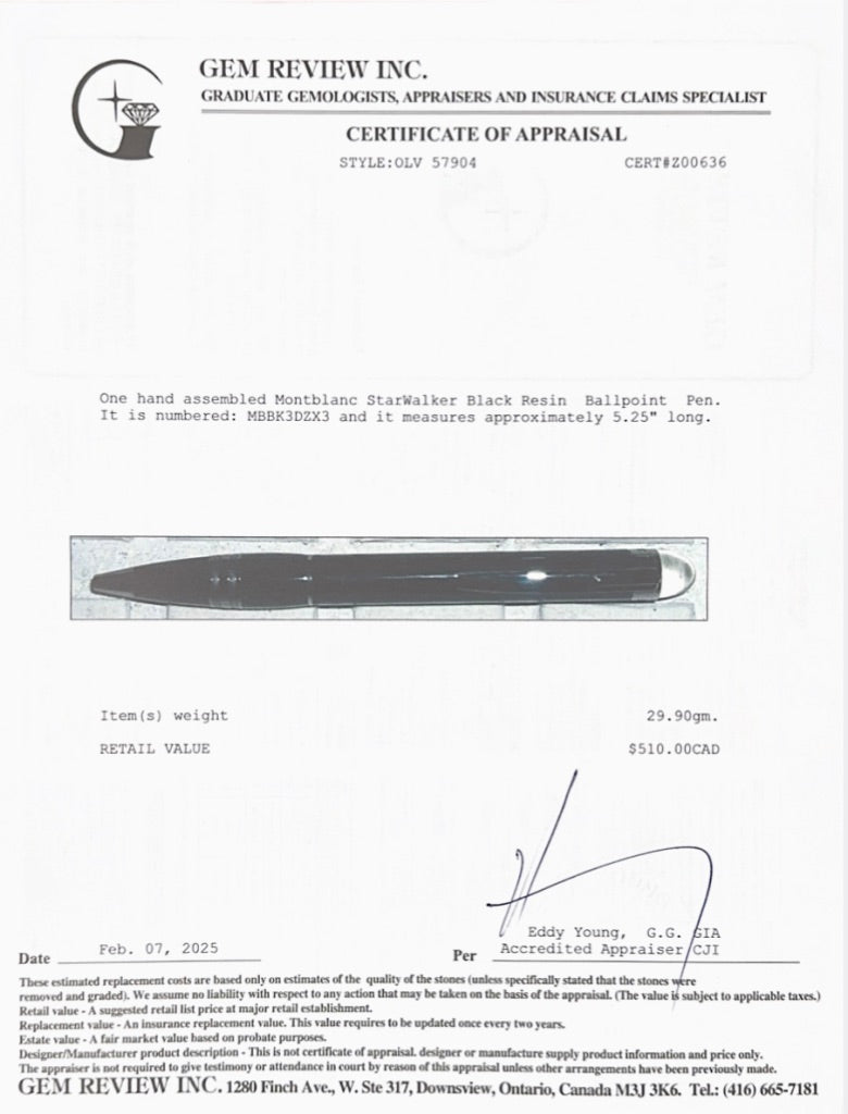 Montblanc StarWalker Black Resin Ballpoint Pen w/ Box