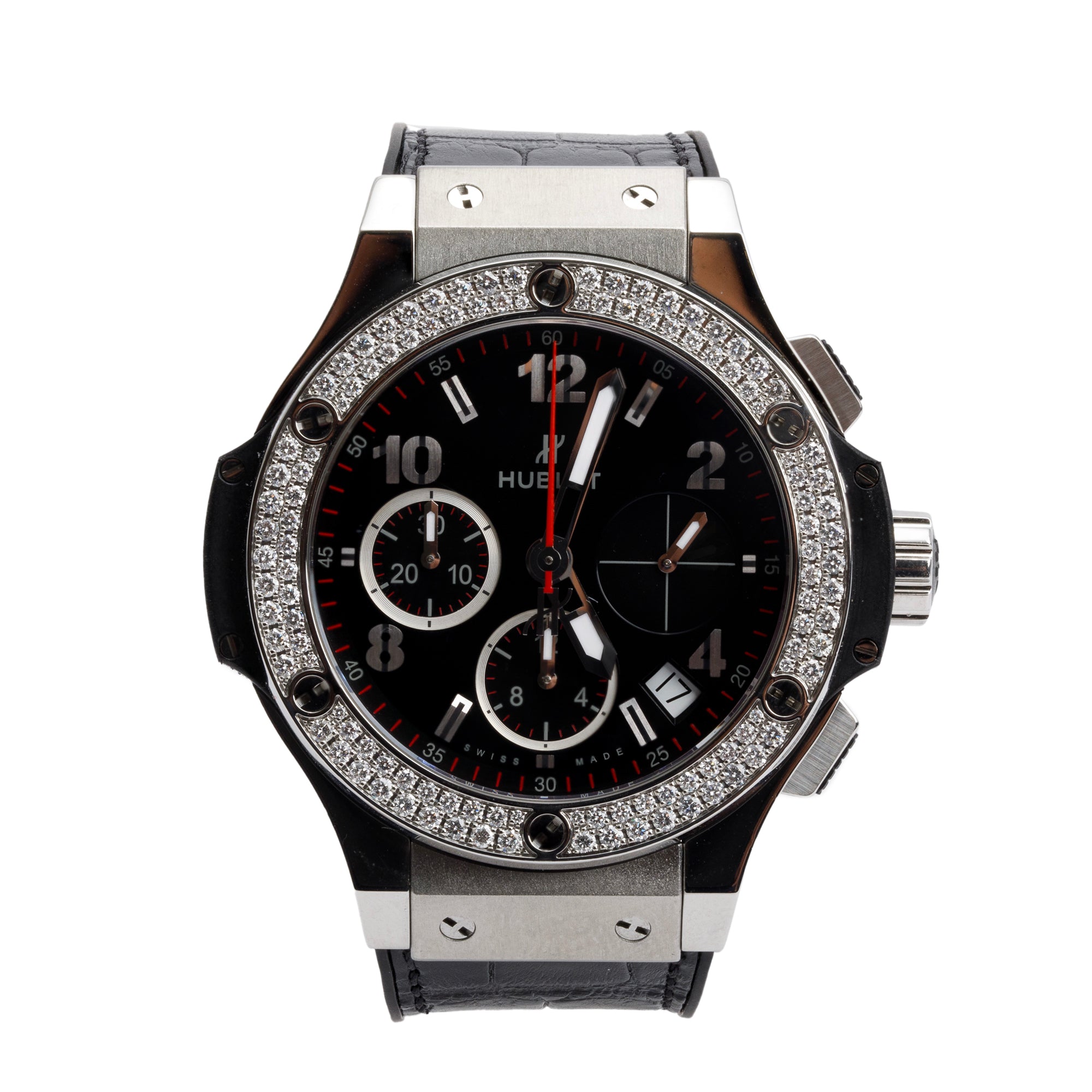 Hublot 2024 Stainless Steel & Titanium Diamond Bezel Big Bang 41 MM Automatic Chronograph Watch w/ Box