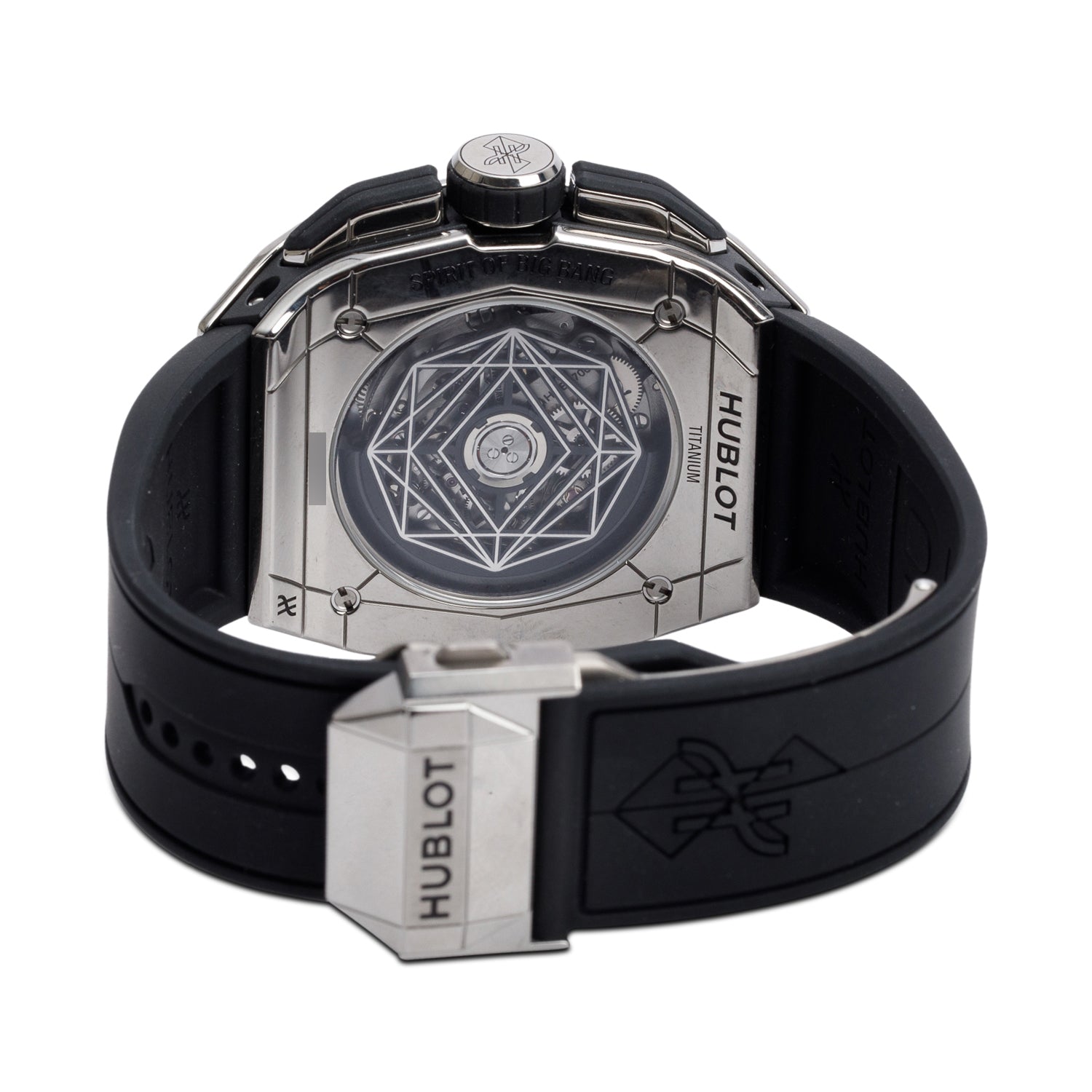 Hublot 2024 Titanium Pave Diamond Spirit Of Big Bang Sang Bleu 42 MM Automatic Chronograph Watch Black Skeleton Dial w/ Box & Papers