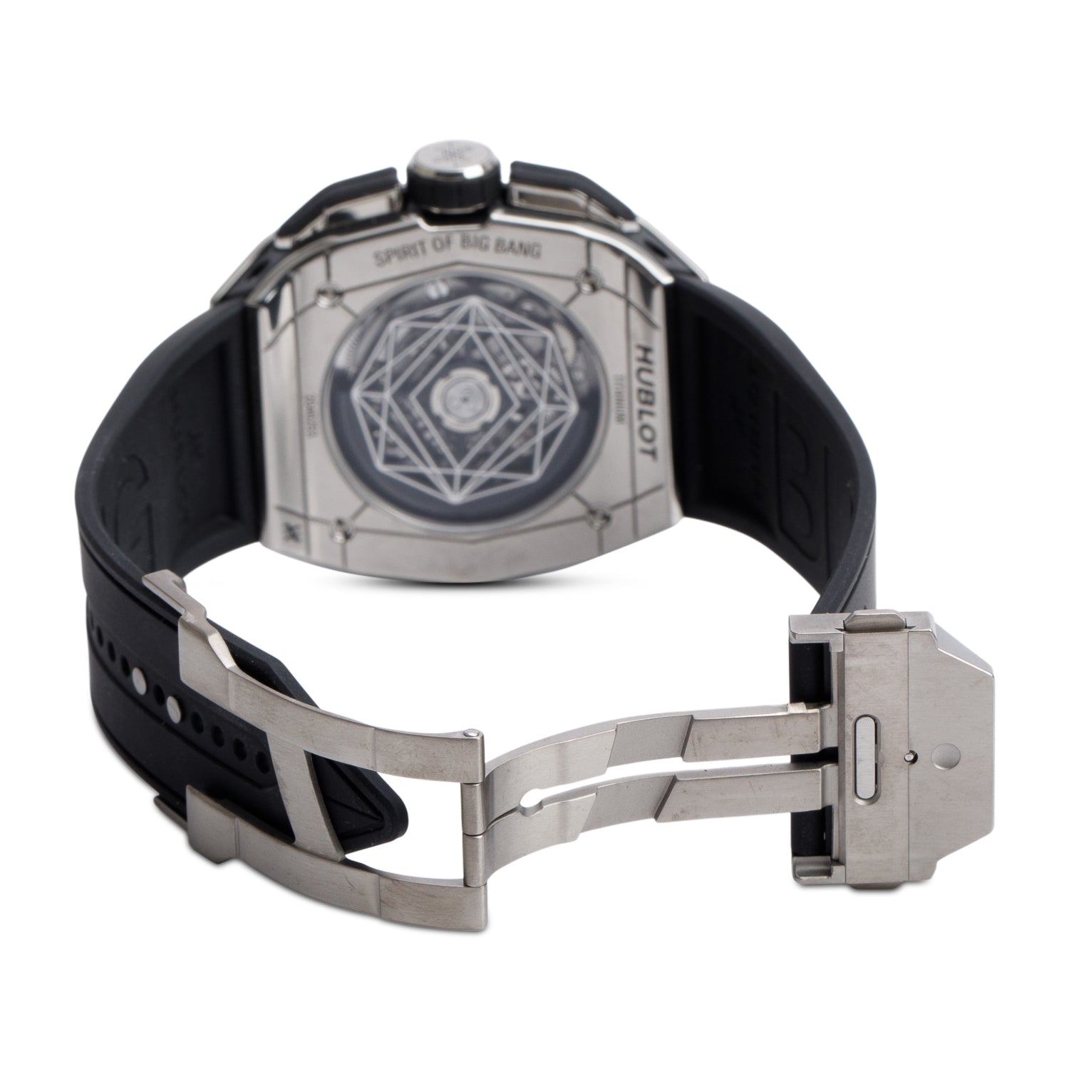 Hublot 2024 Titanium Pave Diamond Spirit Of Big Bang Sang Bleu 42 MM Automatic Chronograph Watch Black Skeleton Dial w/ Box & Papers