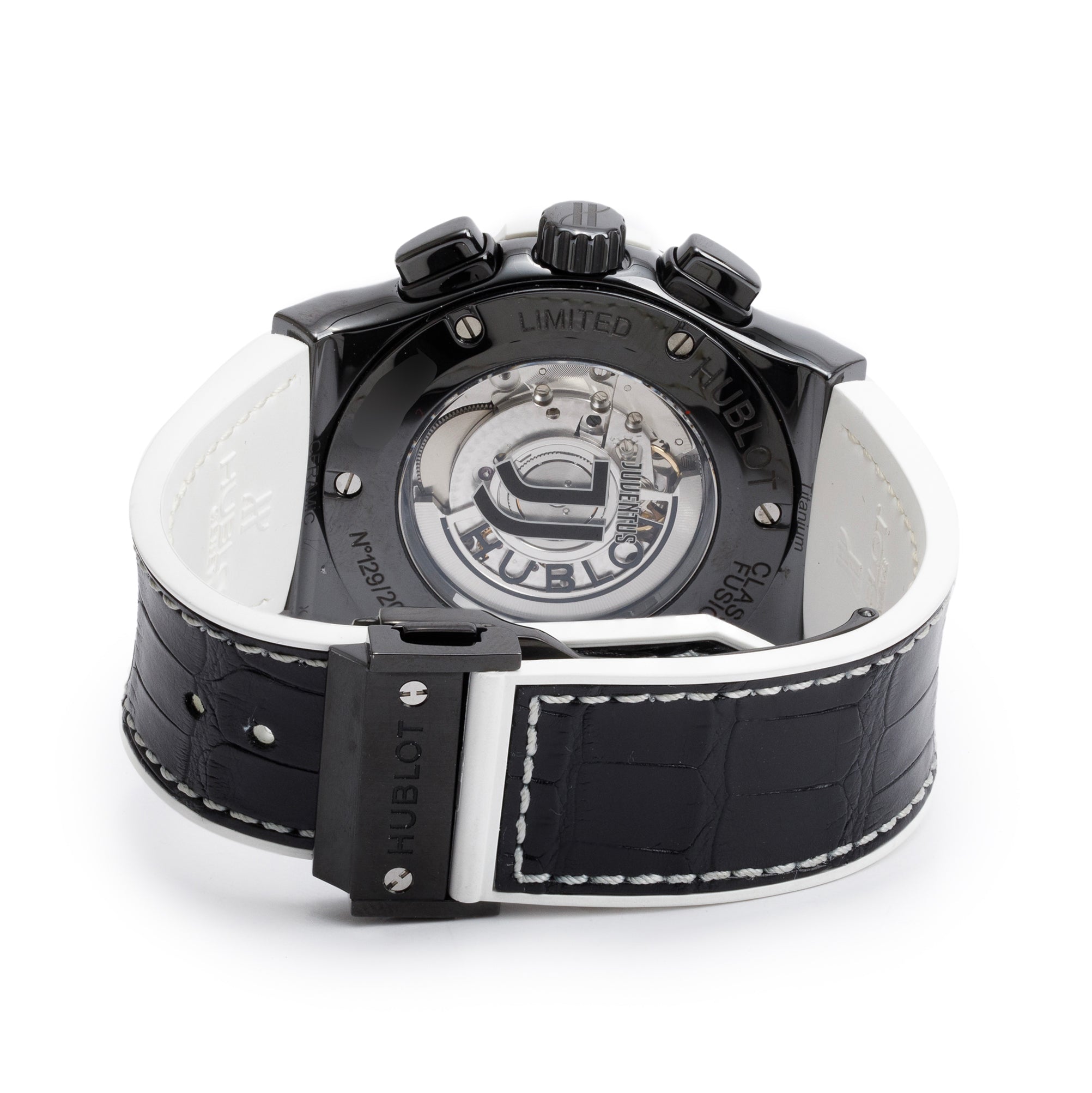 Hublot Limited Edition Black Ceramic Classic Fusion Juventus 45 MM Chronograph Automatic Watch