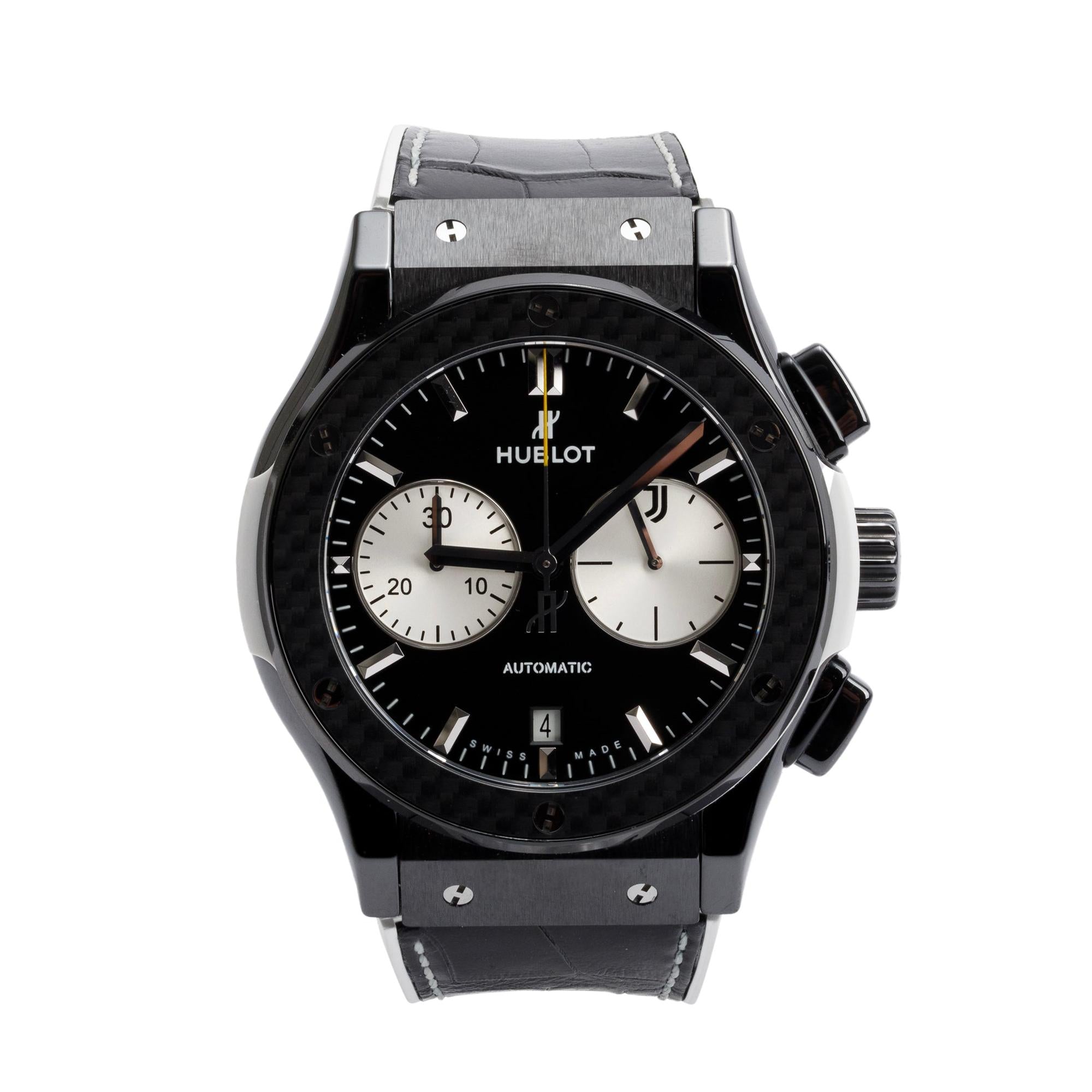 Hublot Limited Edition Black Ceramic Classic Fusion Juventus 45 MM Chronograph Automatic Watch