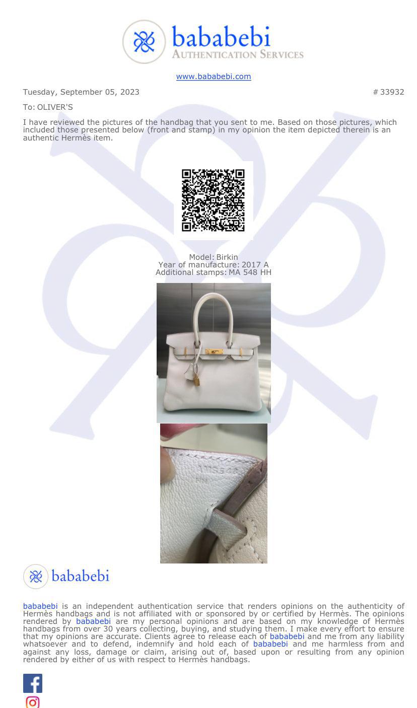 Hermes Craie Veau Epsom Birkin 30 w/ Box