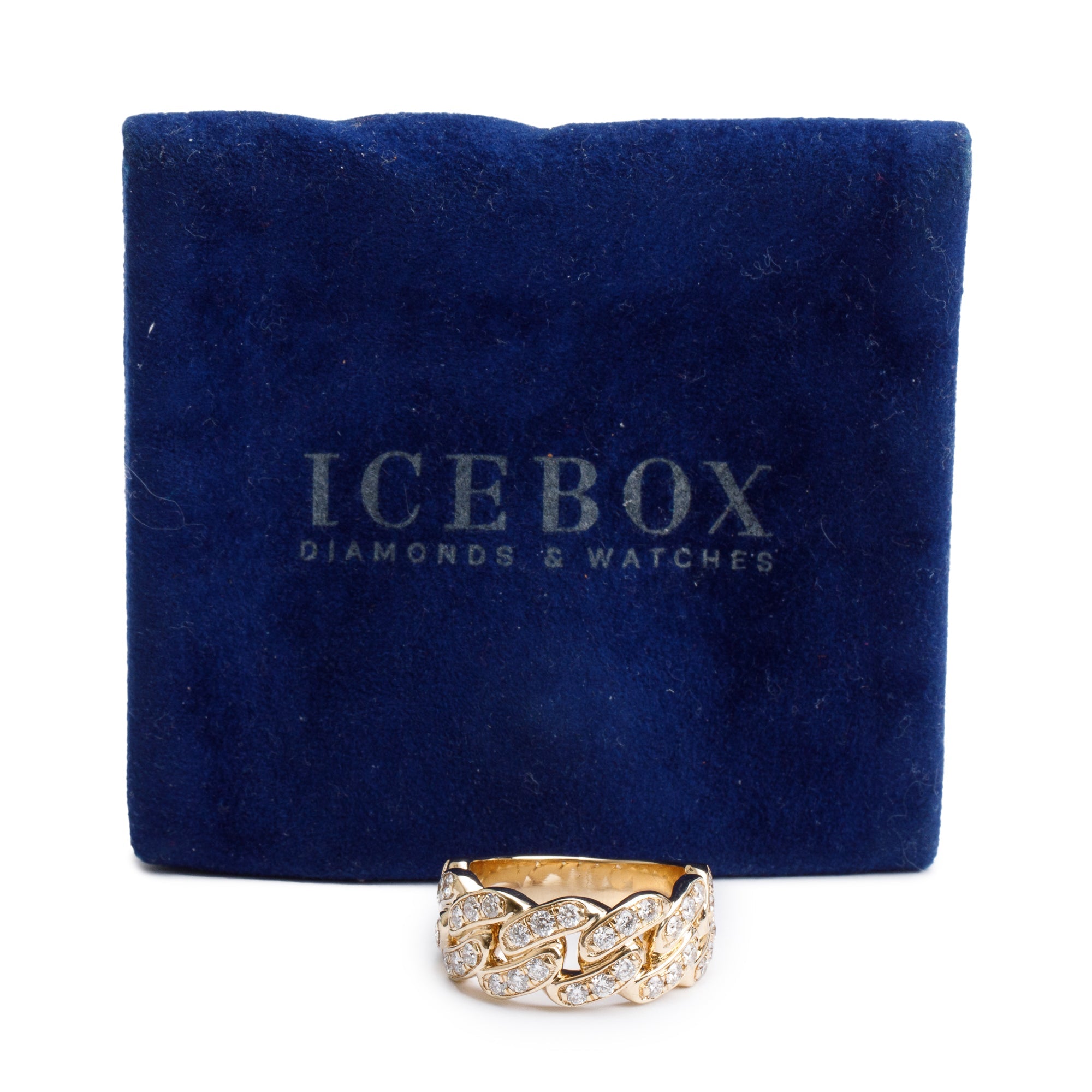 Icebox 14k Yellow Gold Diamond Miami Cuban Band Ring, Size 9.5