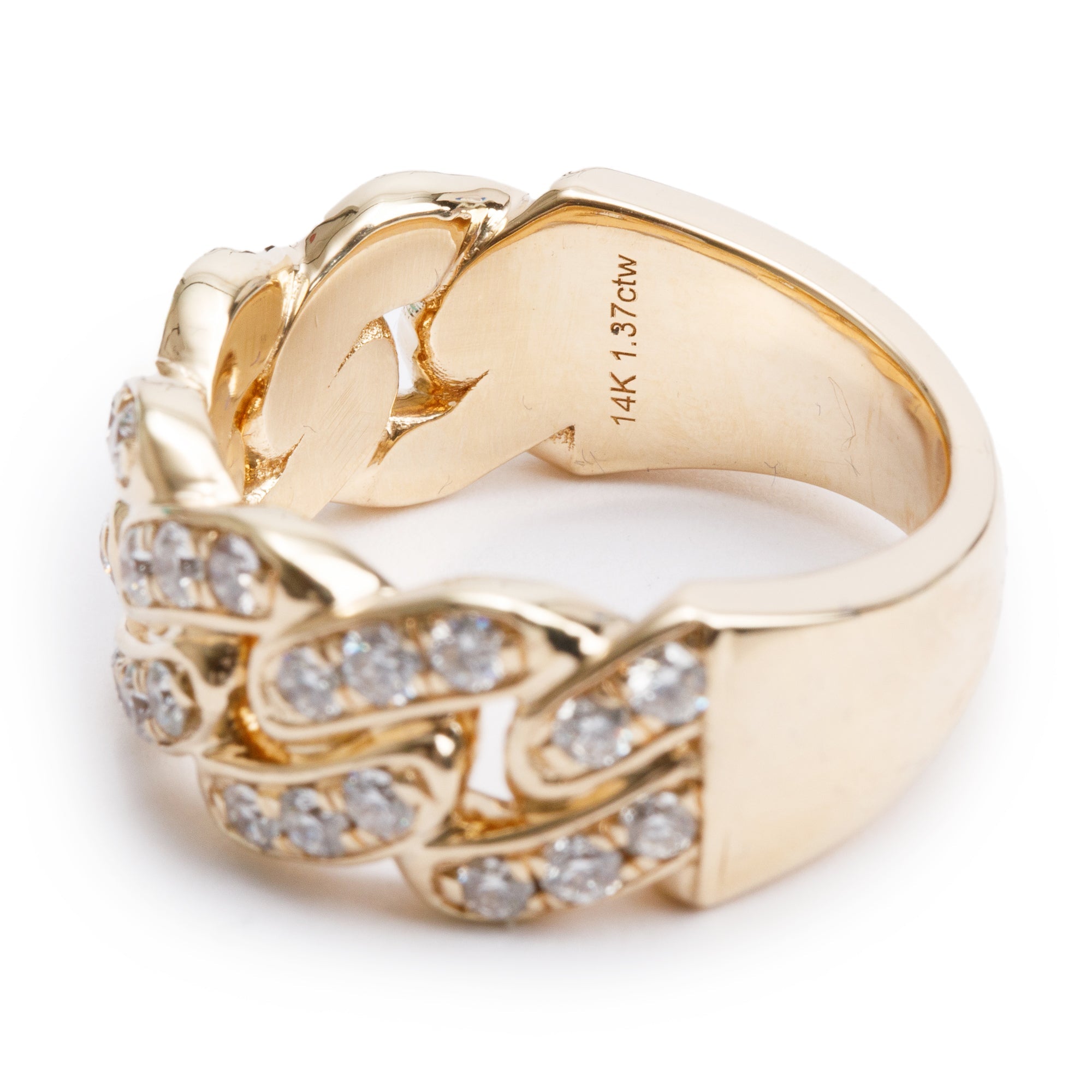 Icebox 14k Yellow Gold Diamond Miami Cuban Band Ring, Size 9.5