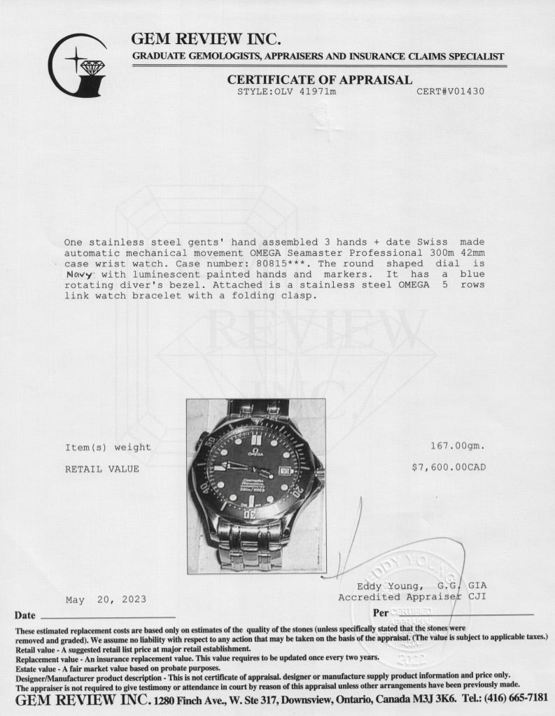 Omega Seamaster Professional 300M Automatic Watch