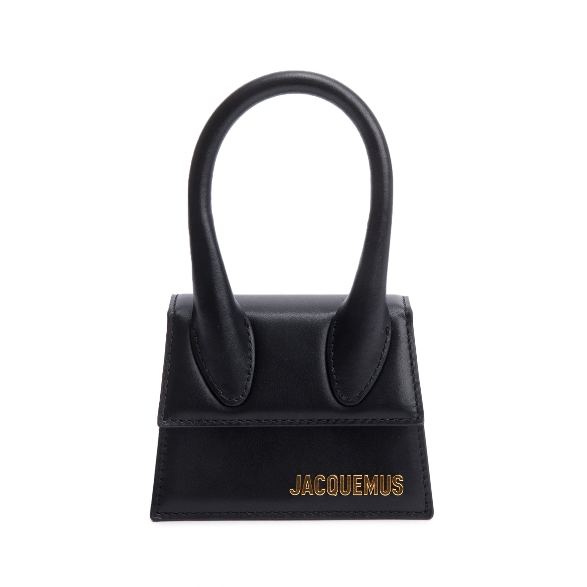 Jacquemus Black Calfskin Leather Mini Signature Le Chiquito Handle Bag w/ Strap