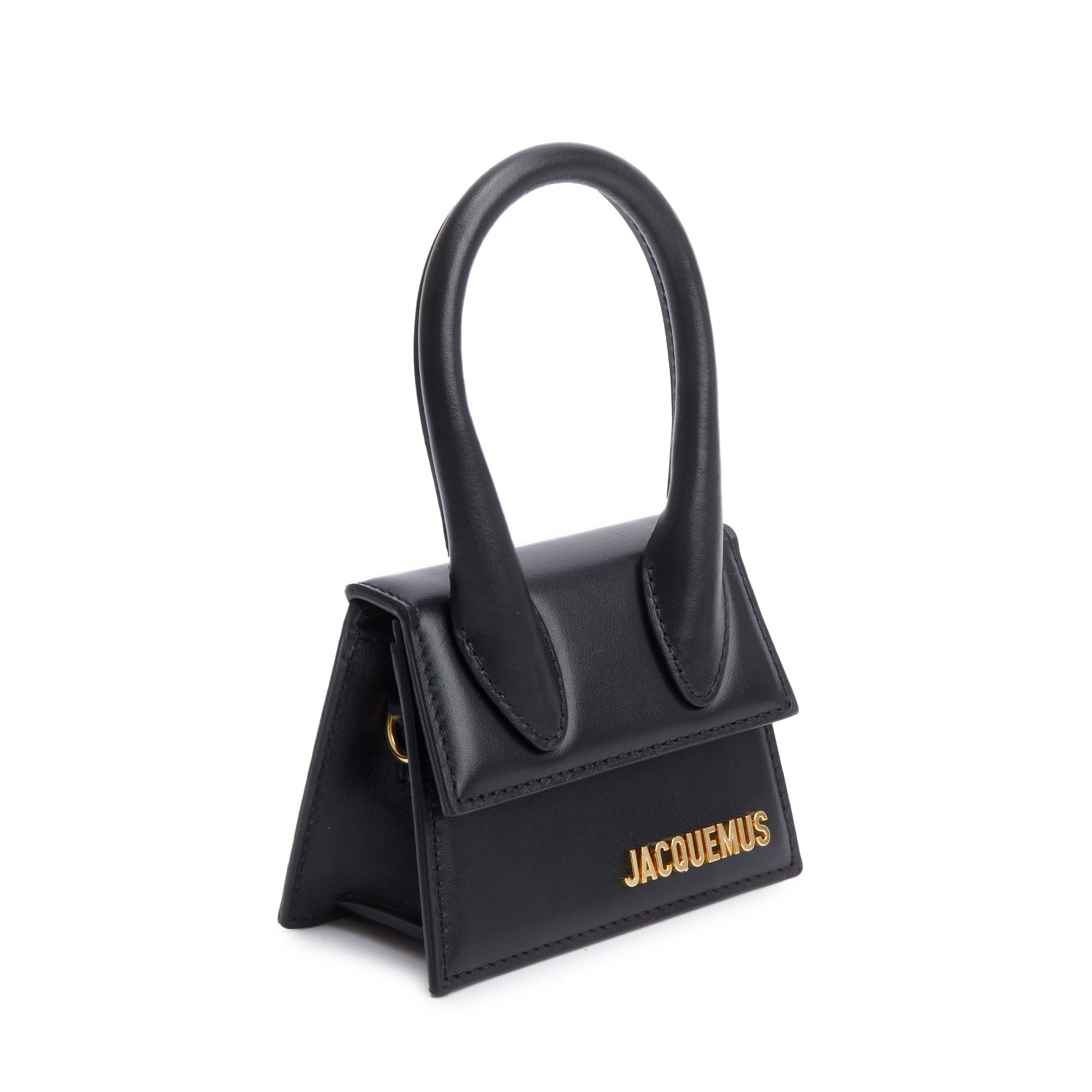 Jacquemus Black Calfskin Leather Mini Signature Le Chiquito Handle Bag w/ Strap