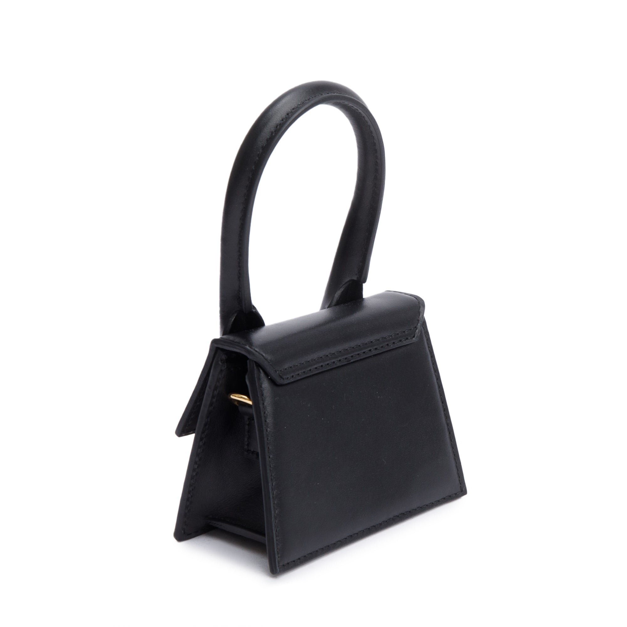 Jacquemus Black Calfskin Leather Mini Signature Le Chiquito Handle Bag w/ Strap