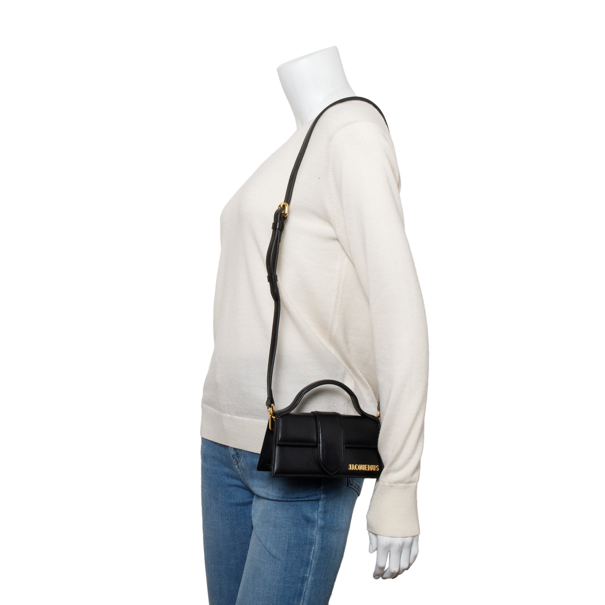 Jacquemus Black Leather Le Bambino Bag w/ Strap