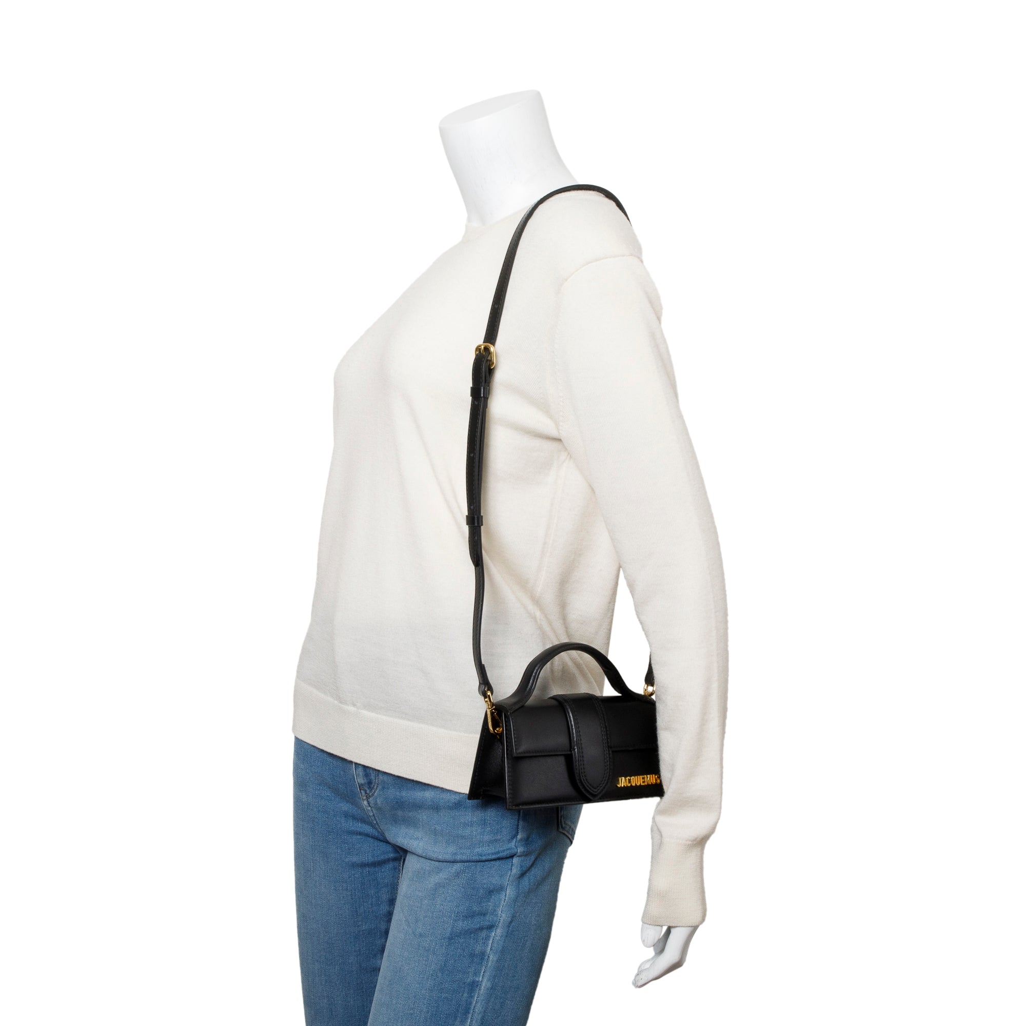 Jacquemus Black Leather Le Bambino Bag w/ Strap