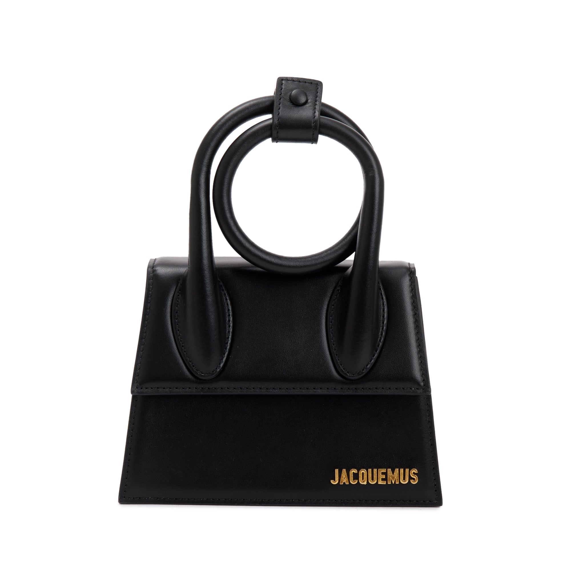 Jacquemus Black Leather Le Chiquito Noeud Bag w/ Strap