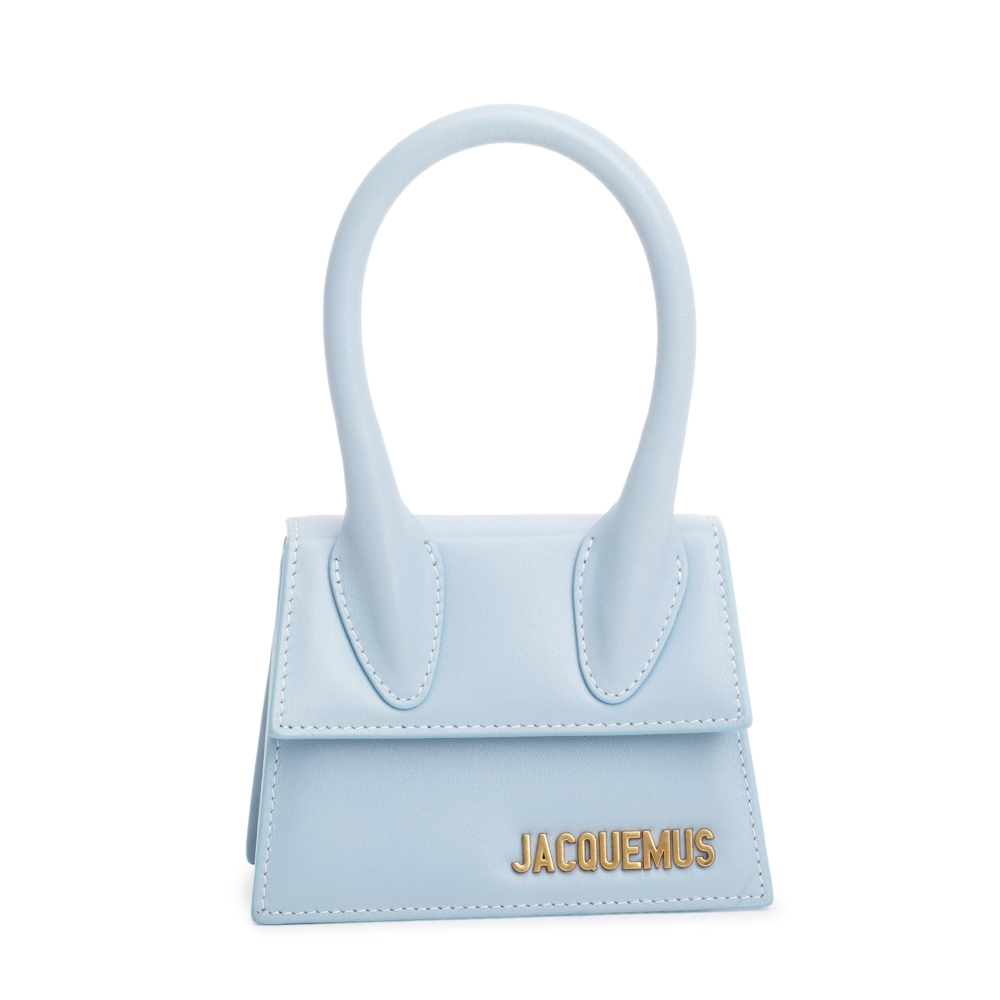 Jacquemus Blue Calfskin Leather Mini Signature Le Chiquito Handle Bag w/ Strap