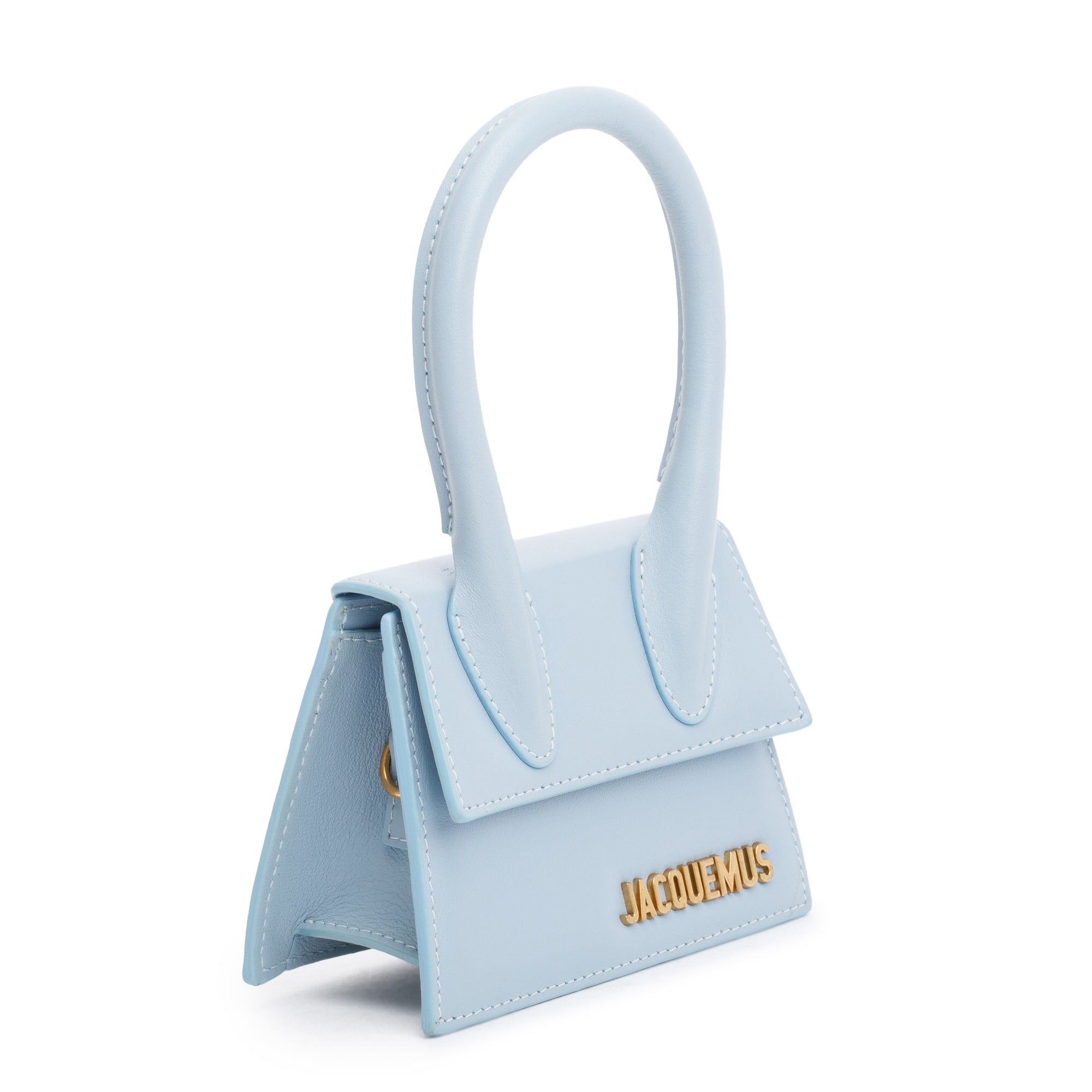 Jacquemus Blue Calfskin Leather Mini Signature Le Chiquito Handle Bag w/ Strap