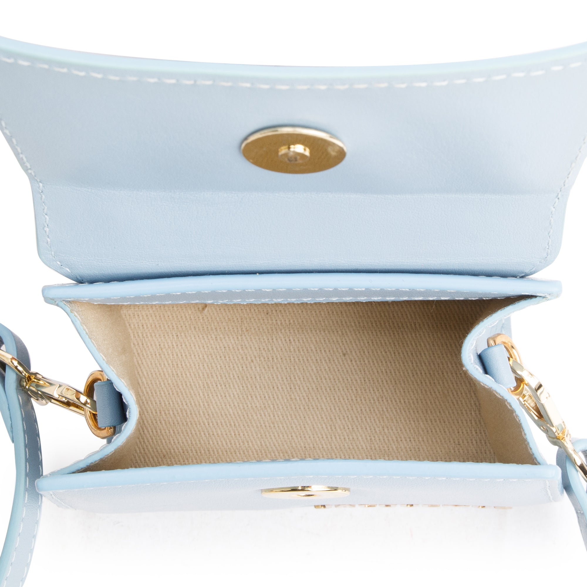 Jacquemus Blue Calfskin Leather Mini Signature Le Chiquito Handle Bag w/ Strap