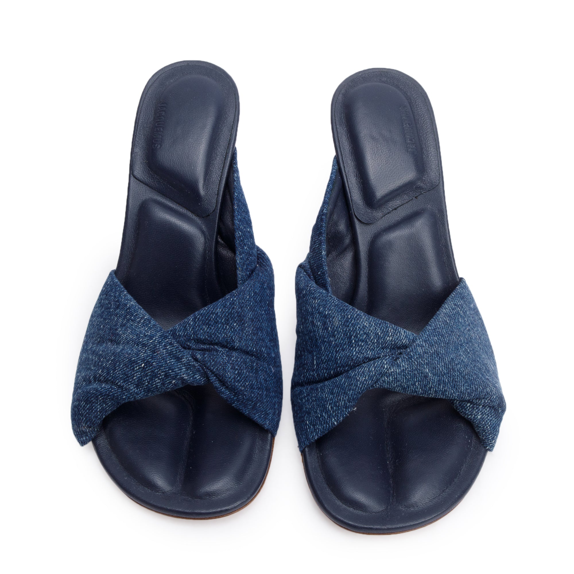 Jacquemus Blue Denim Les Mules Bagnu Heeled Slide Sandals, Size 36 w/ Box