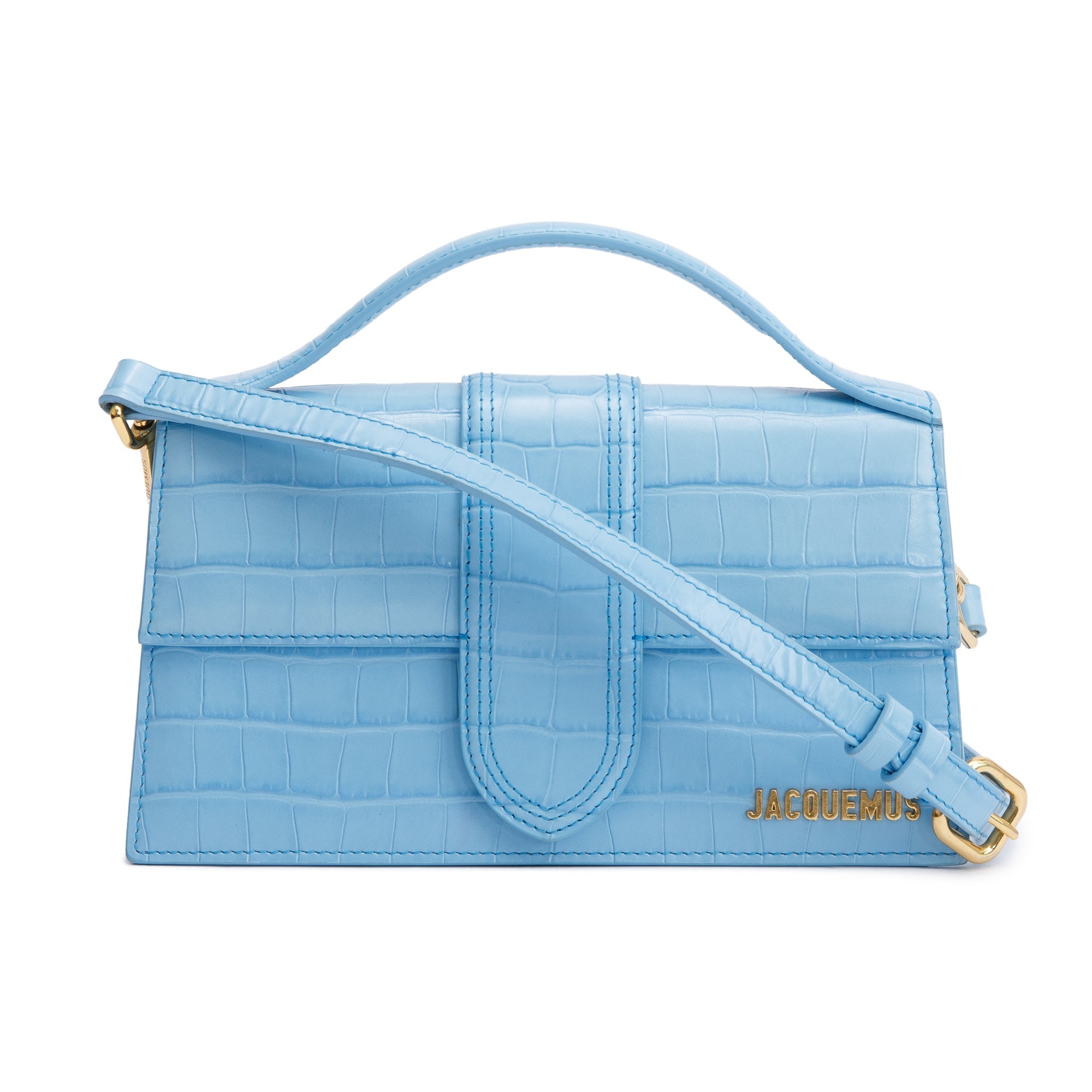 Jacquemus Blue Leather Le Grand Bambino Bag w/ Strap