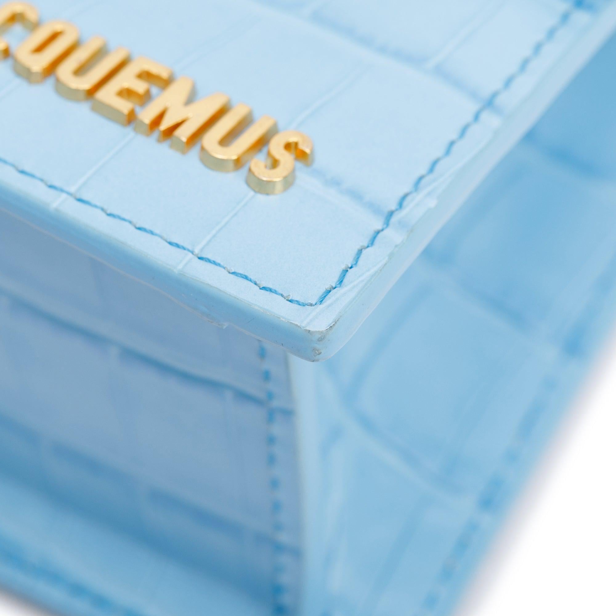 Jacquemus Blue Leather Le Grand Bambino Bag w/ Strap