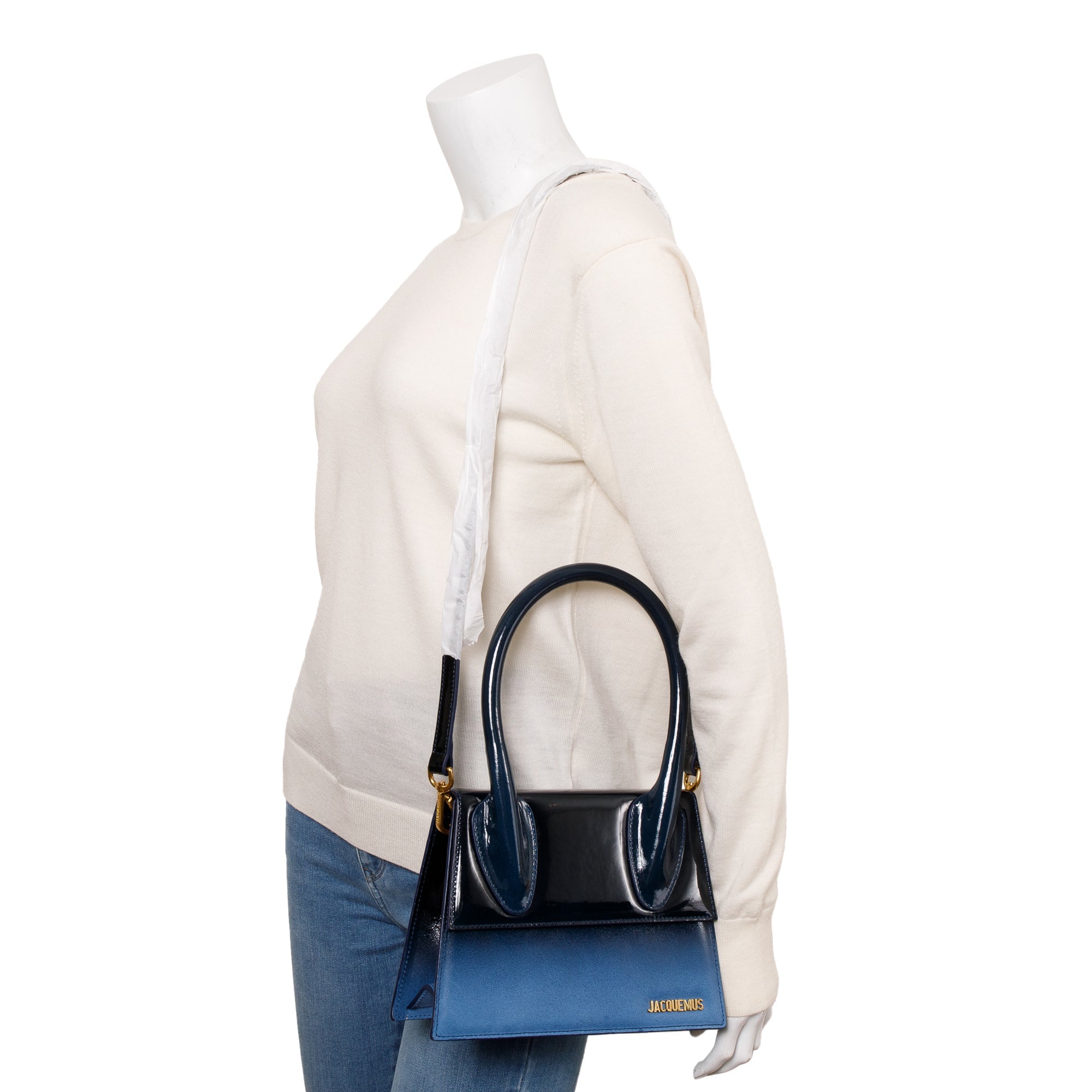 Jacquemus Blue Ombre Patent-Leather Le Grand Chiquito Moyen Bag
