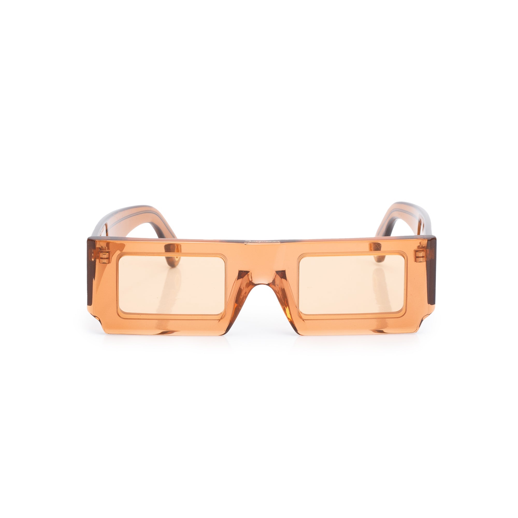 Jacquemus Brown Acetate Rectangular Sunglasses w/ Case