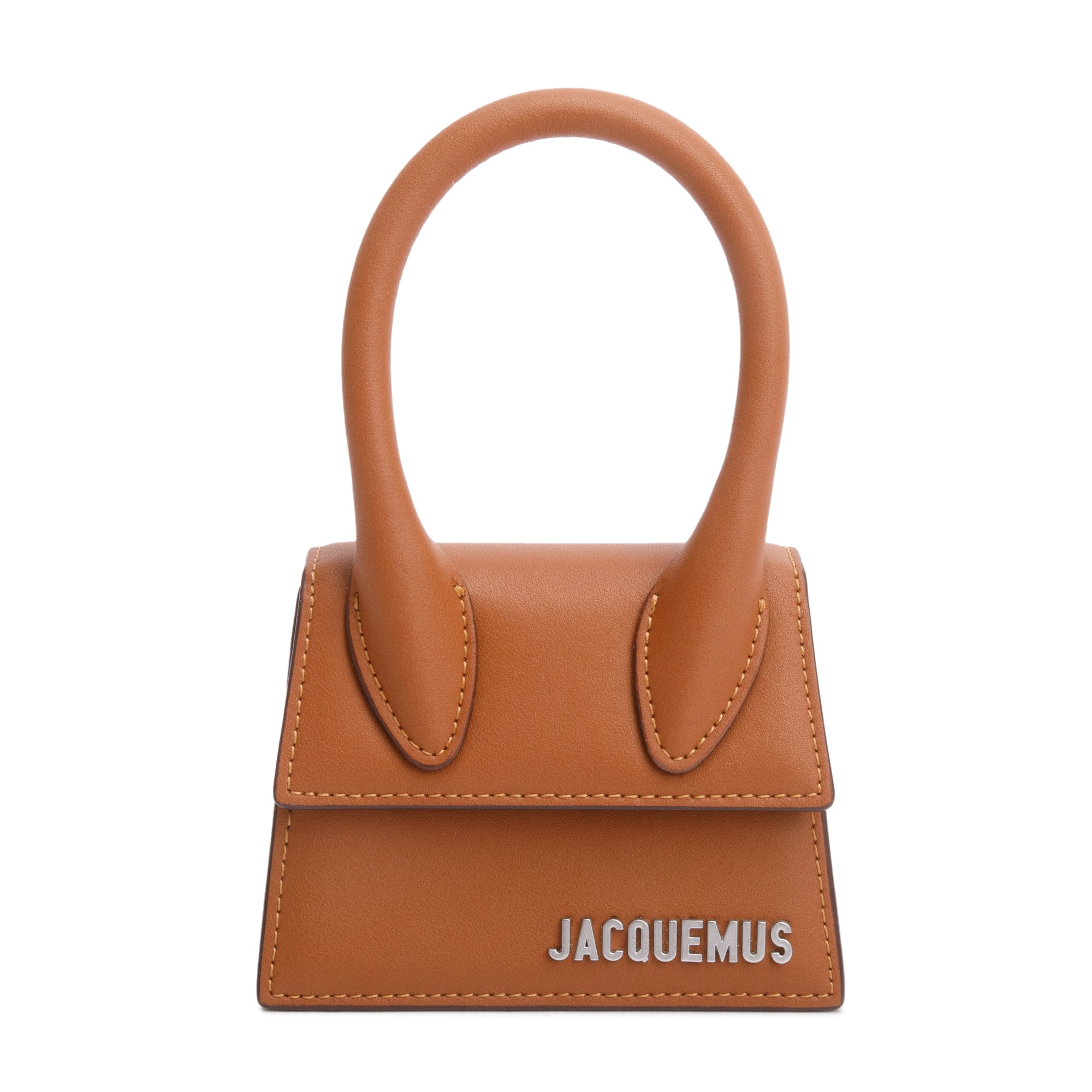 Jacquemus Brown Calfskin Leather Mini Homme Le Chiquito Bag w/ Strap