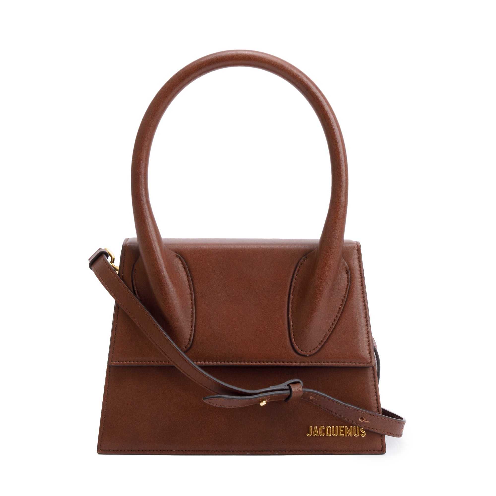 Jacquemus Brown Leather Le Grand Chiquito Moyen Bag w/ Strap