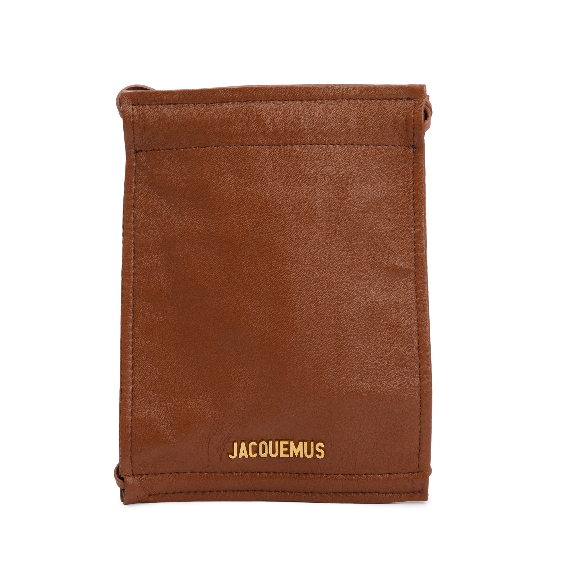 Jacquemus Brown Leather Le Pequeno Pochette Drawstring Bag