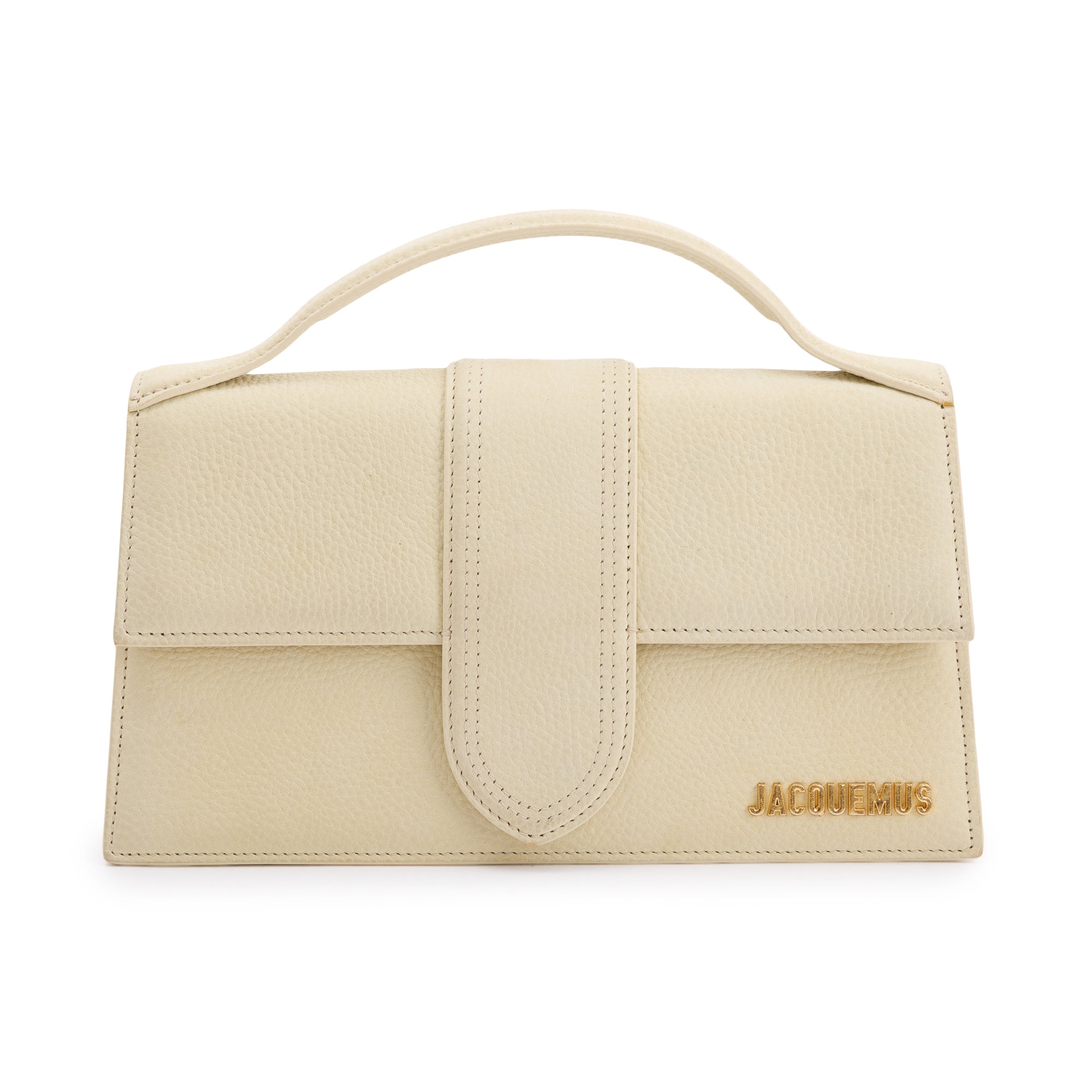 Jacquemus Light Yellow Leather Le Grand Bambino Bag w/ Strap