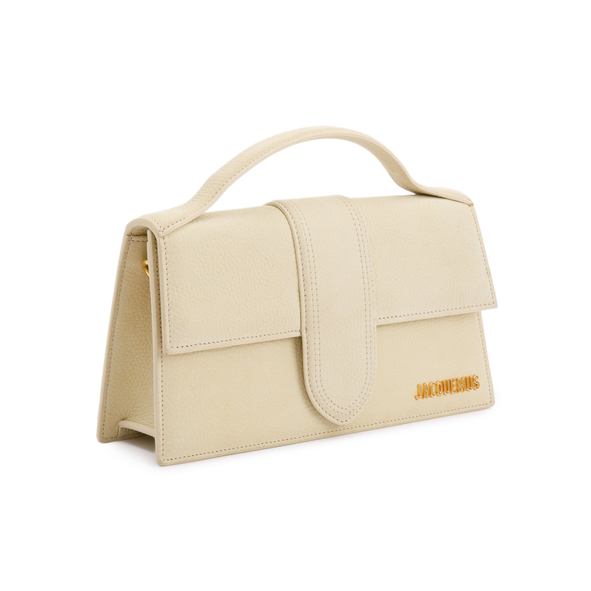 Jacquemus Light Yellow Leather Le Grand Bambino Bag w/ Strap