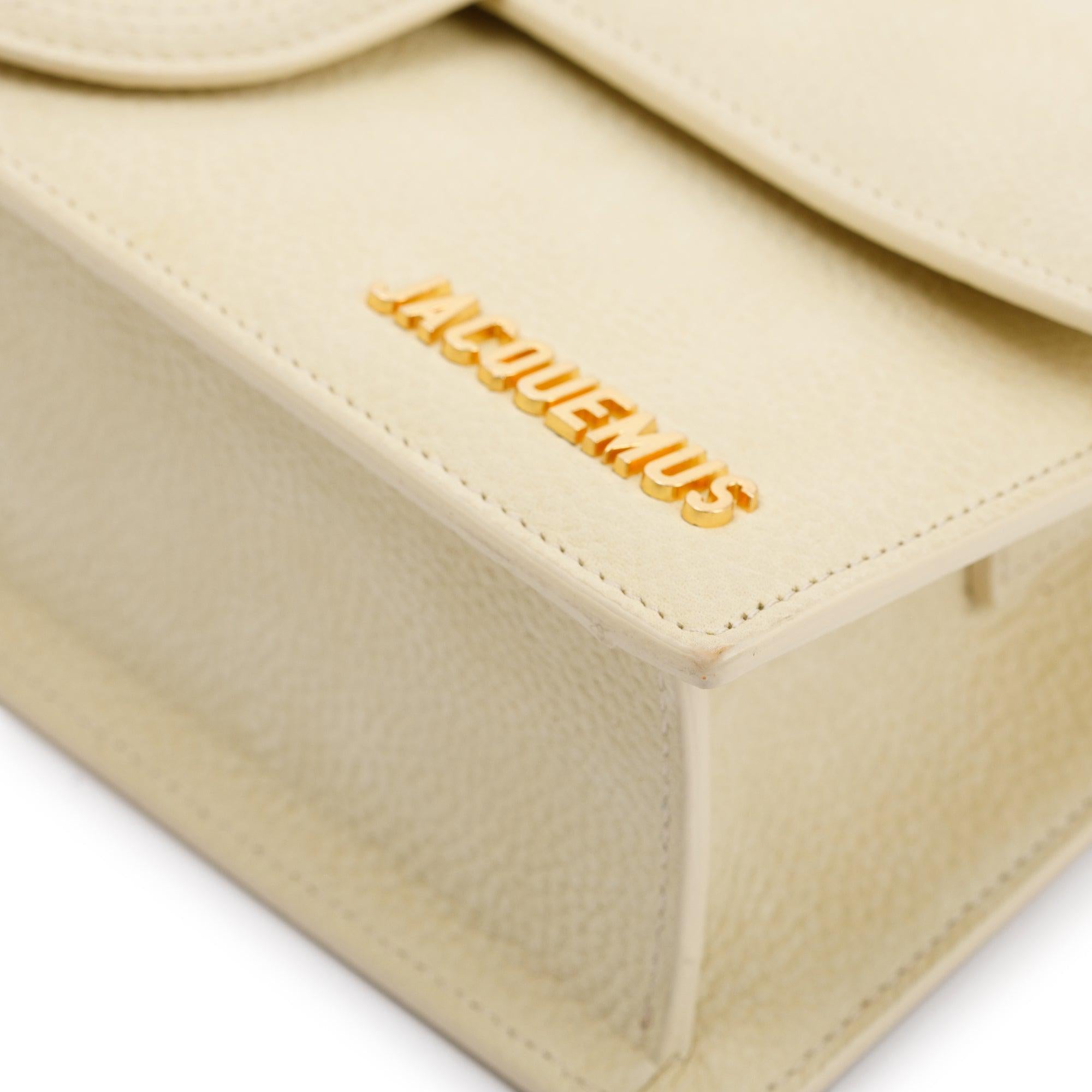 Jacquemus Light Yellow Leather Le Grand Bambino Bag w/ Strap