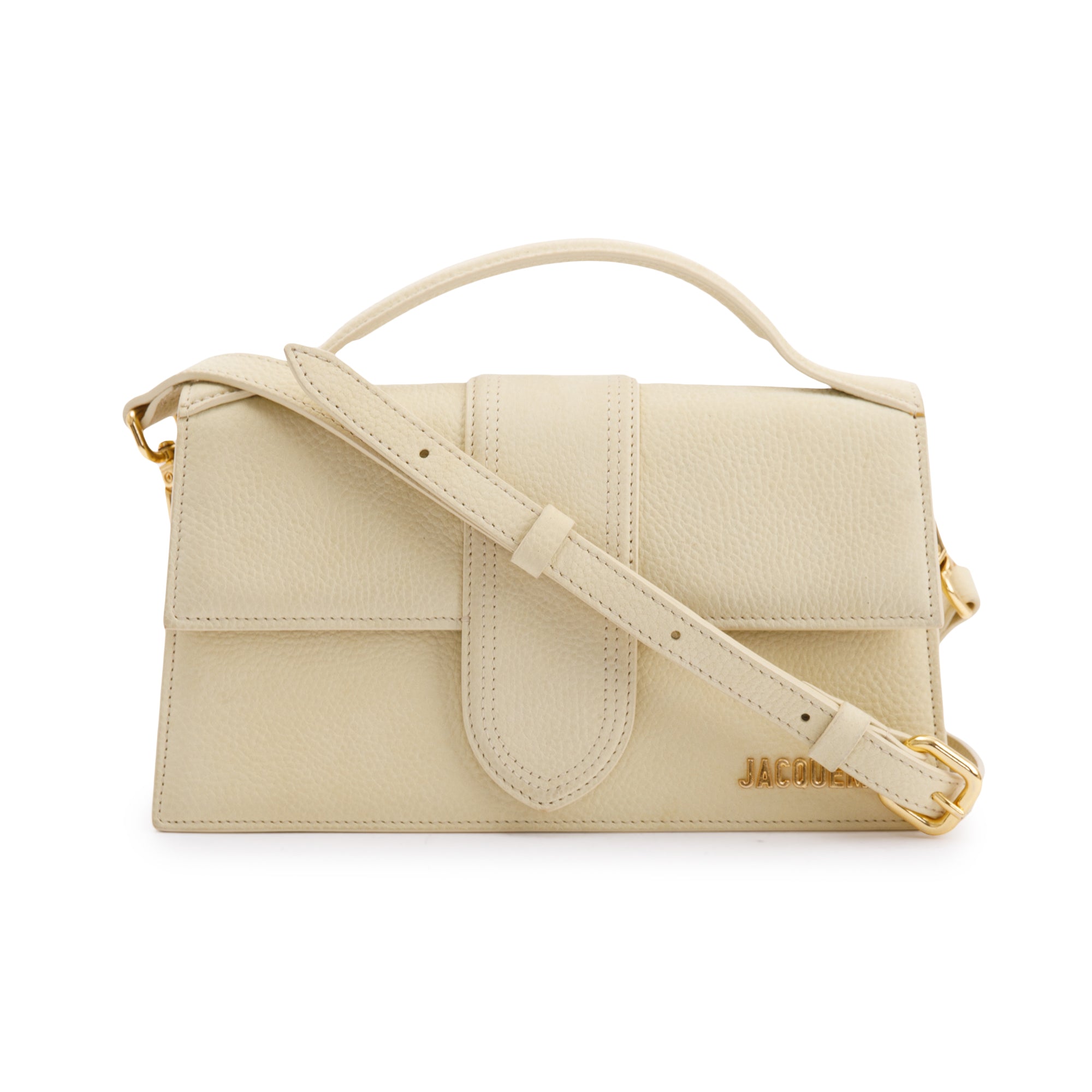 Jacquemus Light Yellow Leather Le Grand Bambino Bag w/ Strap