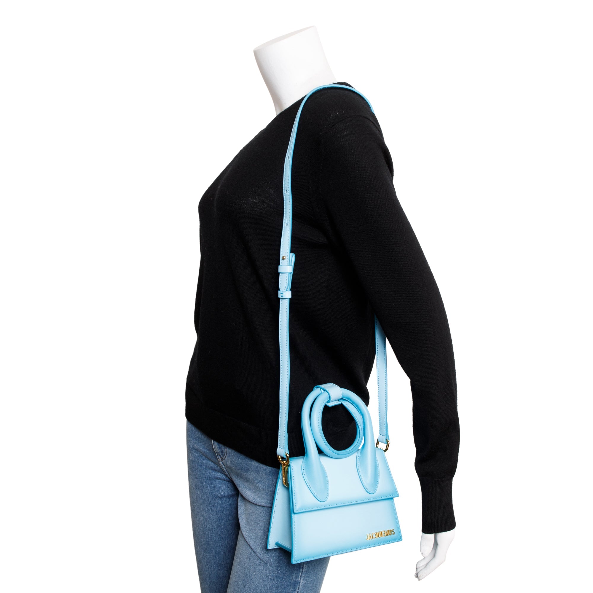 Jacquemus Ombre Turquoise Le Chiquito Noeud Bag w/ Strap