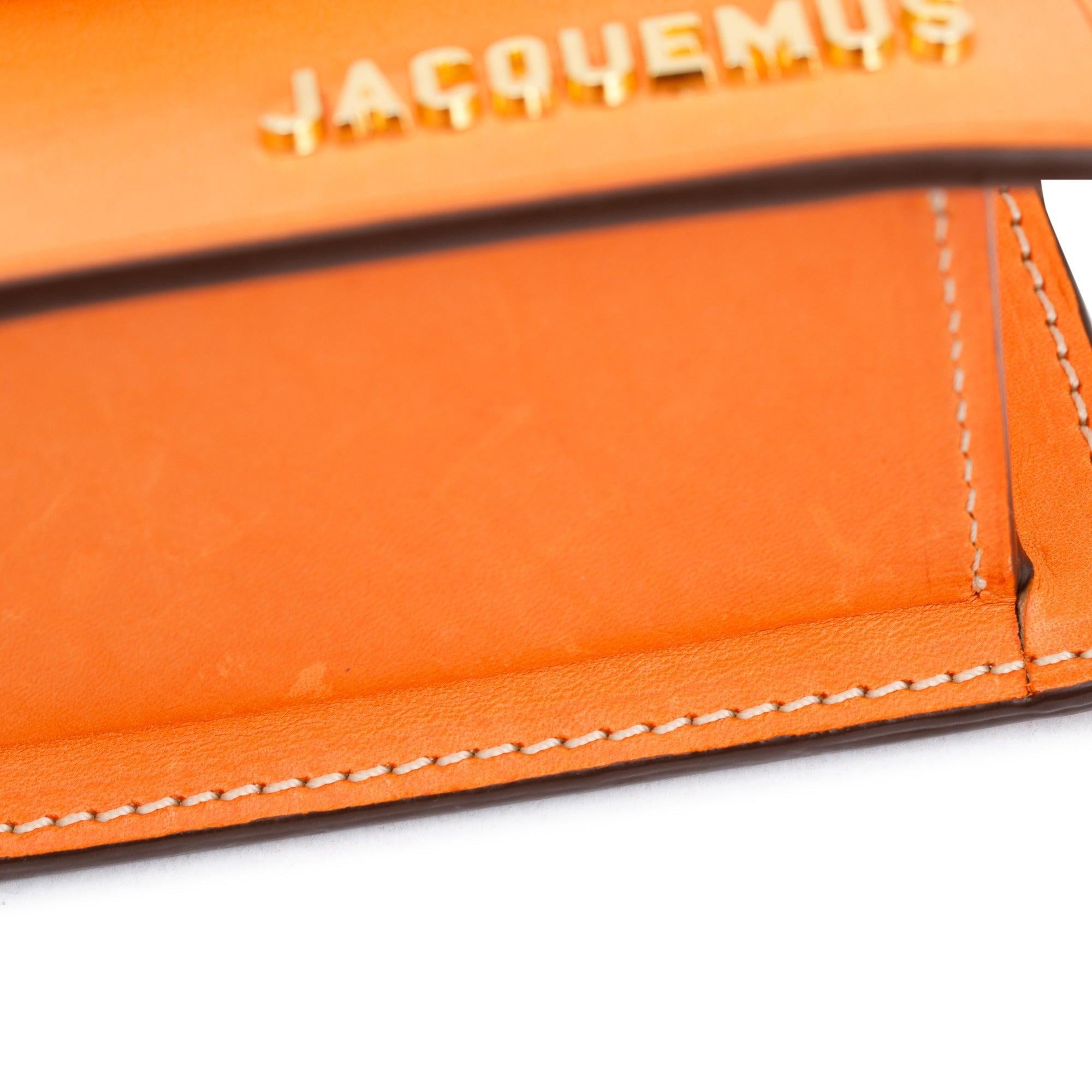 Jacquemus Orange Calfskin Leather Mini Signature Le Chiquito Handle Bag w/ Strap