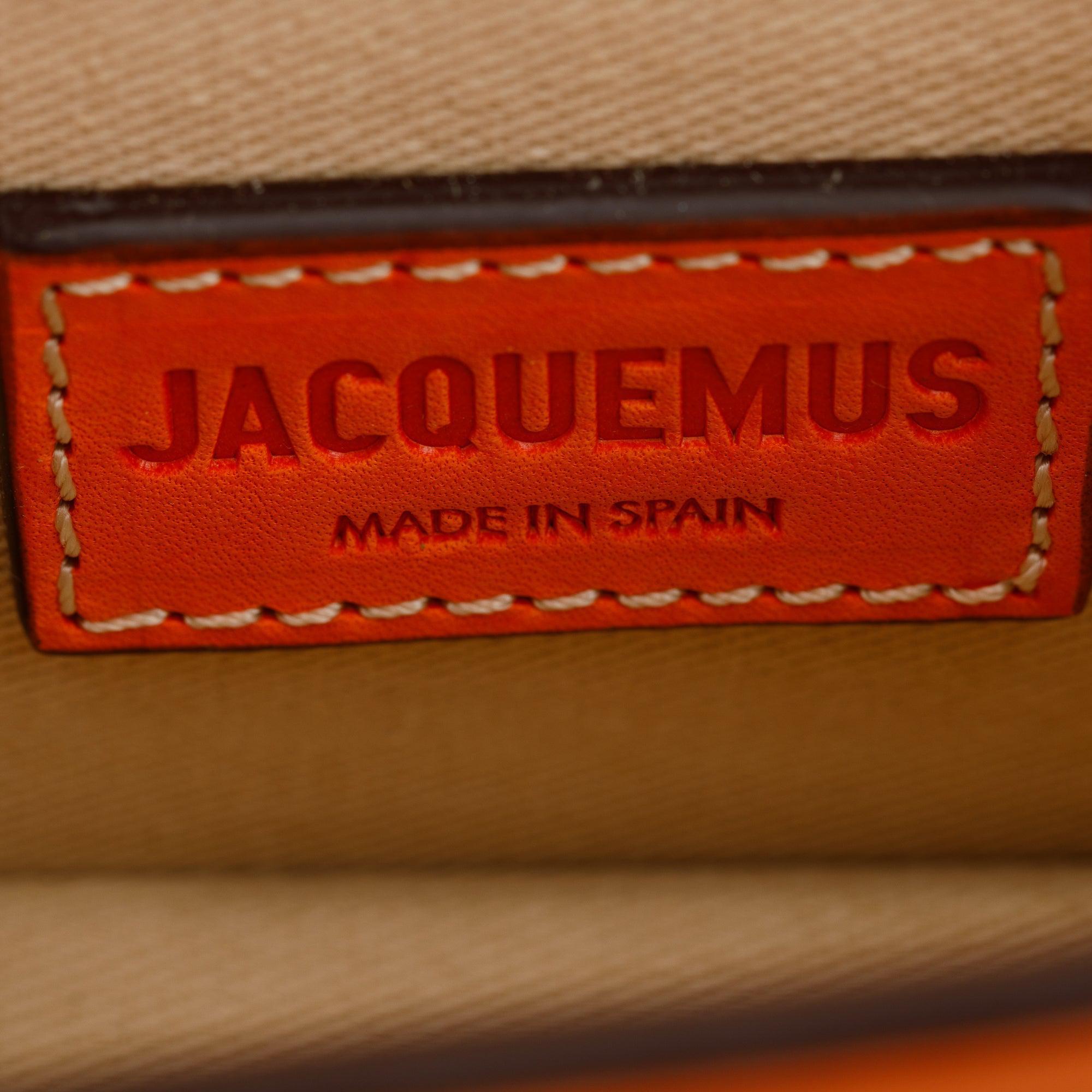 Jacquemus Orange Calfskin Leather Mini Signature Le Chiquito Handle Bag w/ Strap