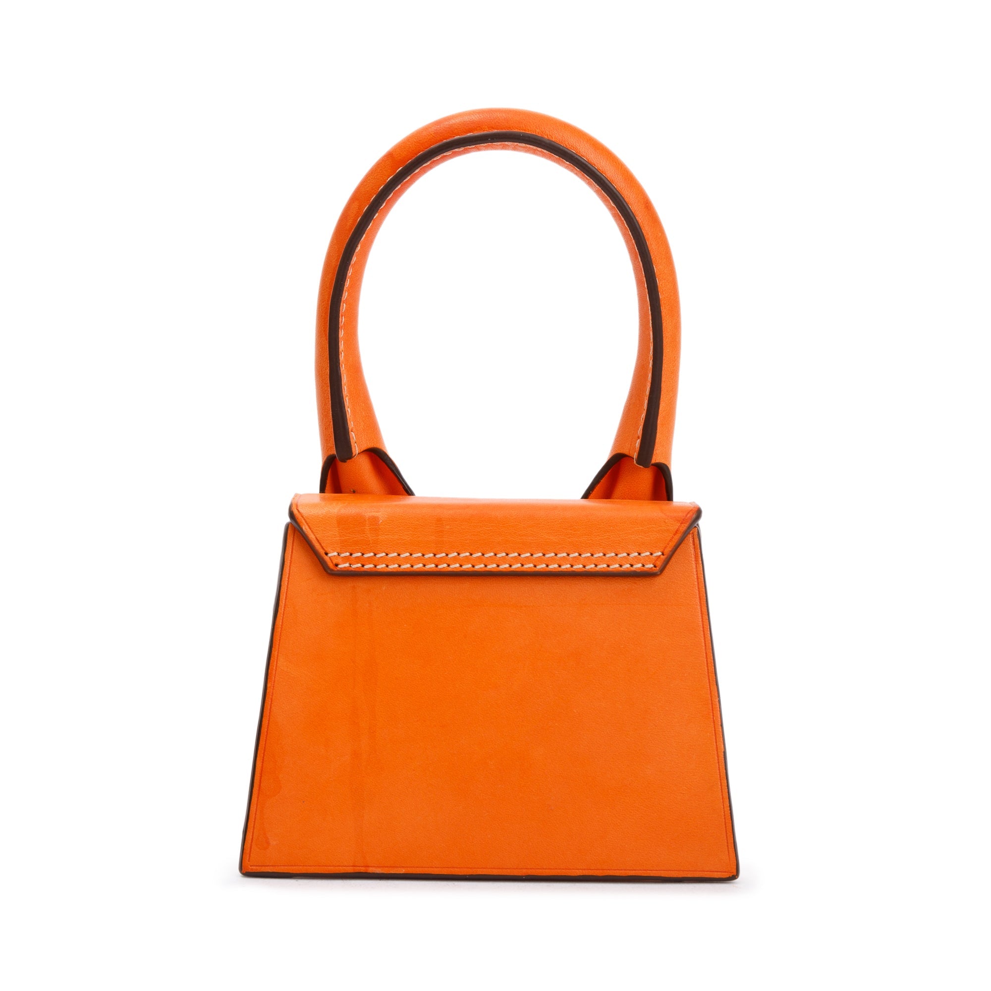 Jacquemus Orange Calfskin Leather Mini Signature Le Chiquito Handle Bag w/ Strap