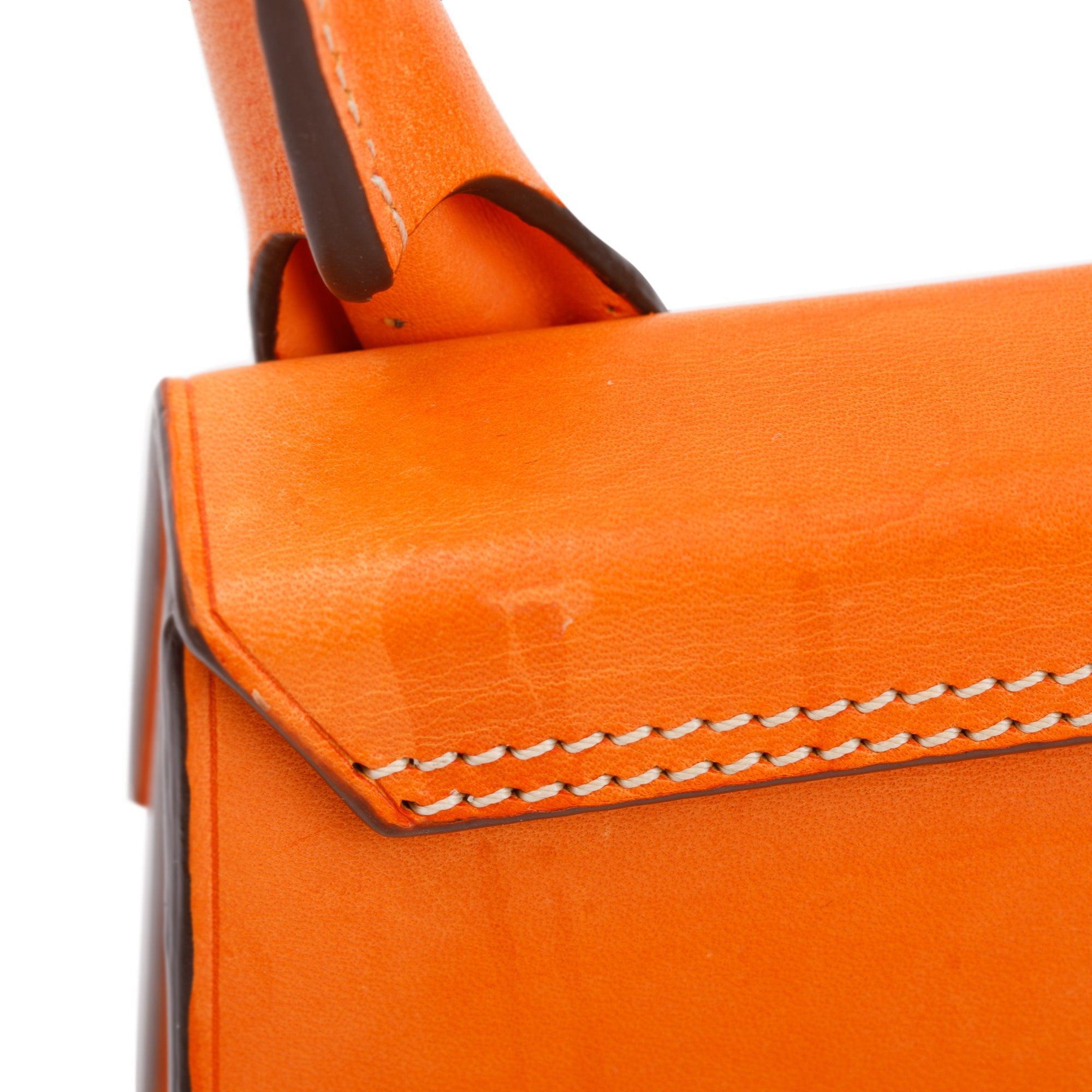 Jacquemus Orange Calfskin Leather Mini Signature Le Chiquito Handle Bag w/ Strap