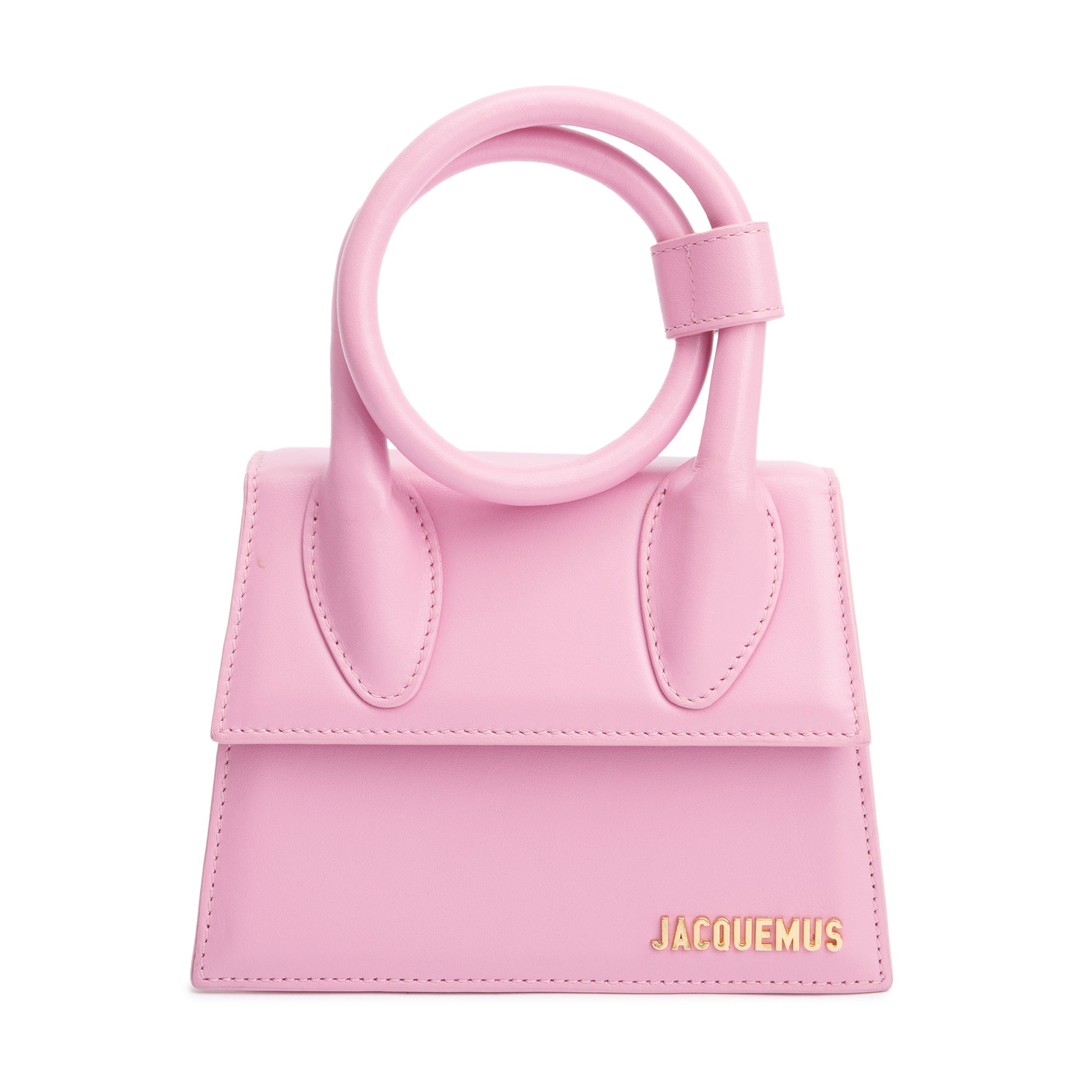 Jacquemus Pink Leather Le Chiquito Noeud Bag w/ Strap