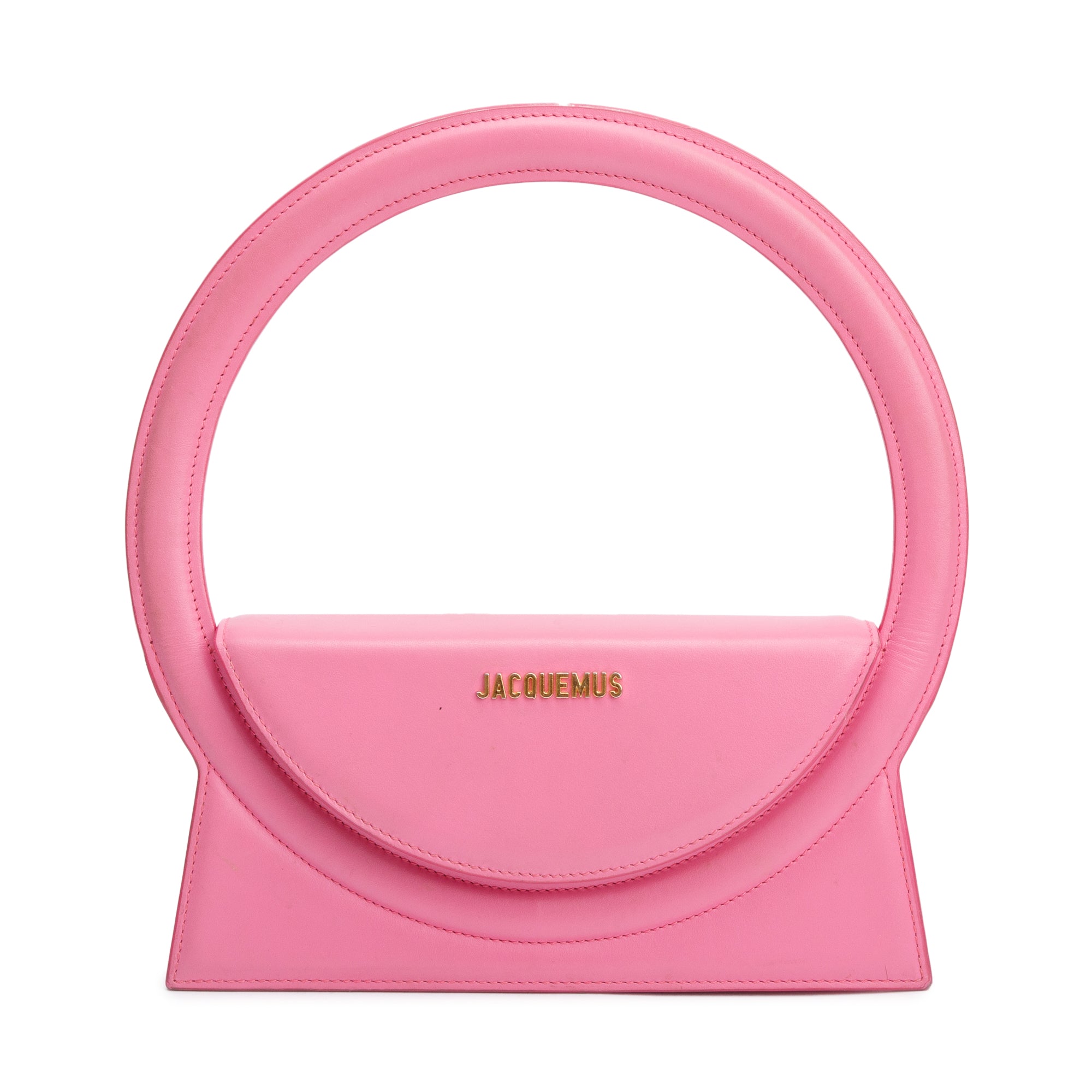 Jacquemus Pink Leather Le Rond Bag w/ Strap