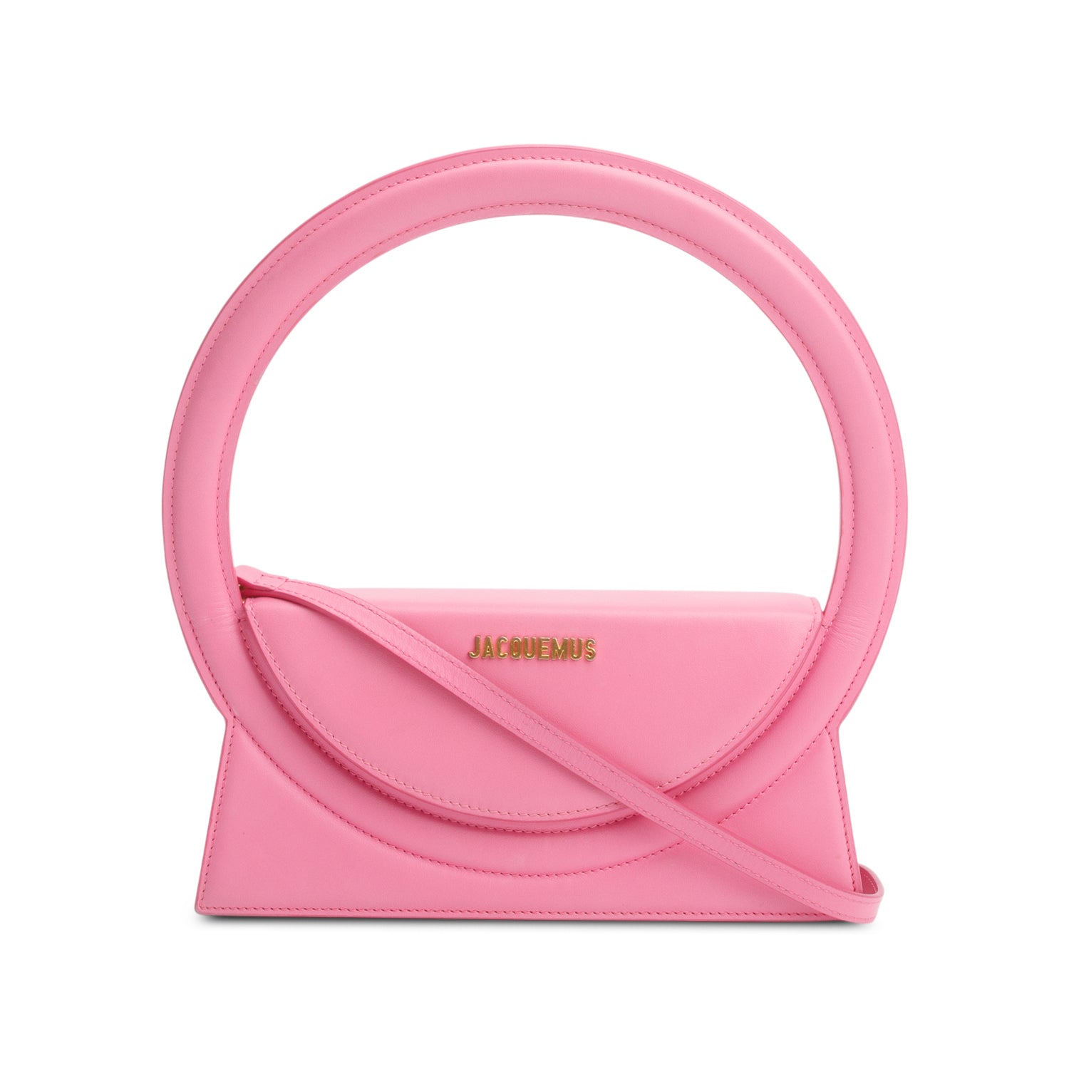 Jacquemus Pink Leather Le Rond Bag w/ Strap