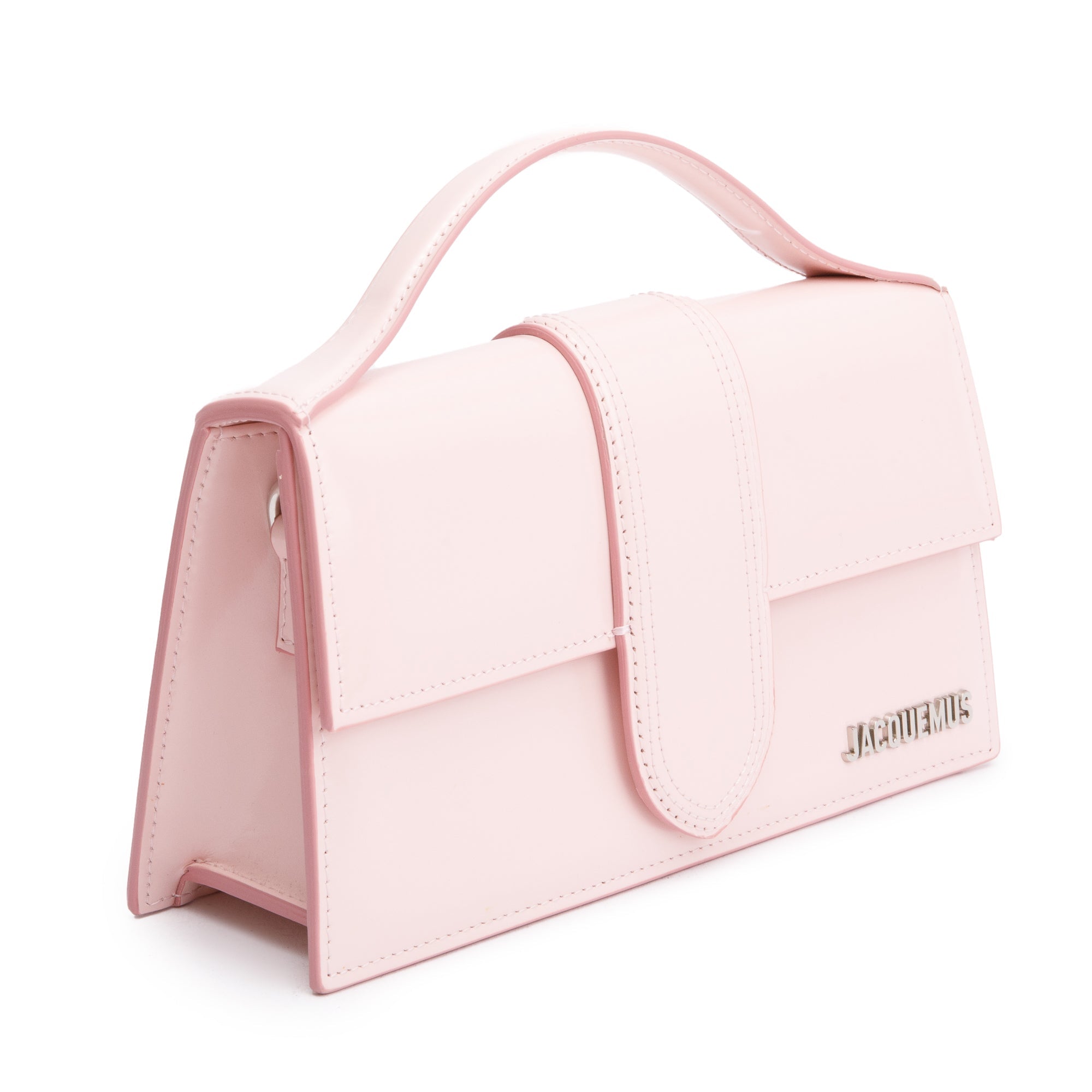 Jacquemus Pink Patent Leather Le Grand Bambino Bag w/ Strap
