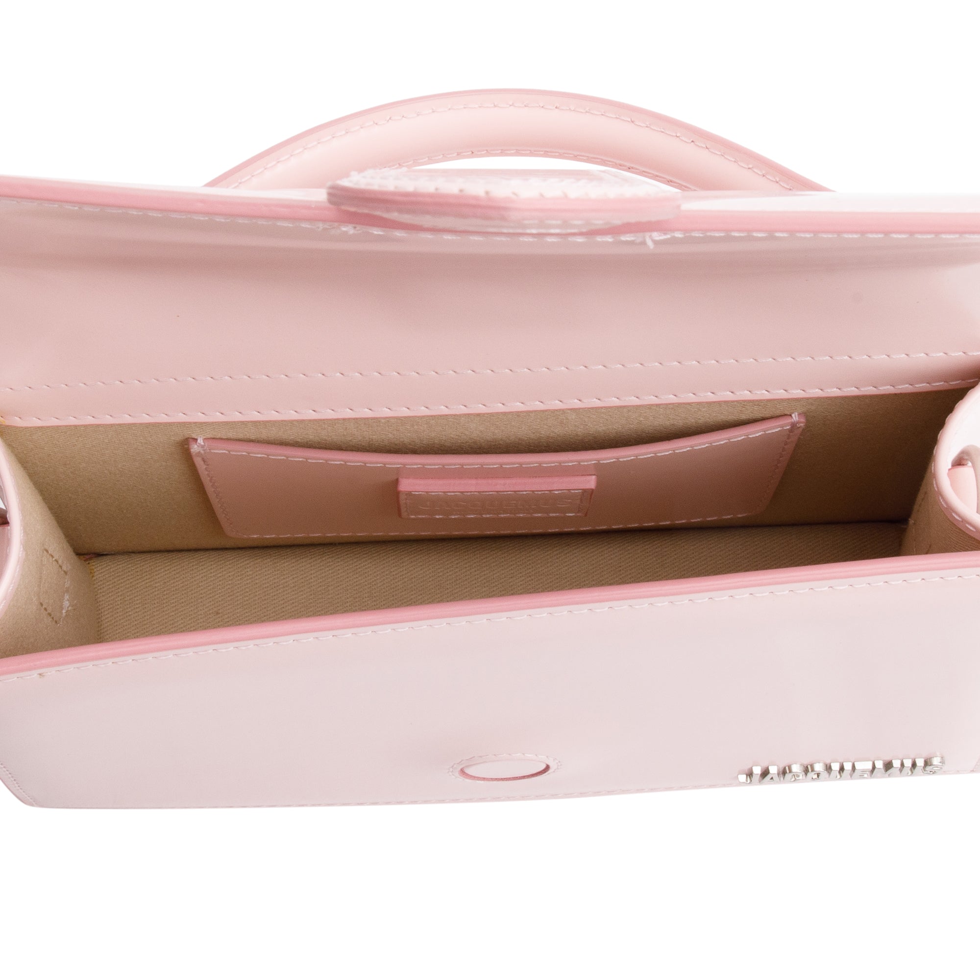 Jacquemus Pink Patent Leather Le Grand Bambino Bag w/ Strap