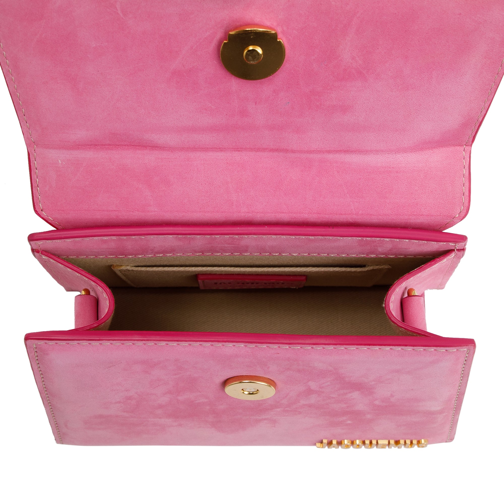 Jacquemus Pink Suede Le Chiquito Noeud Bag w/ Strap