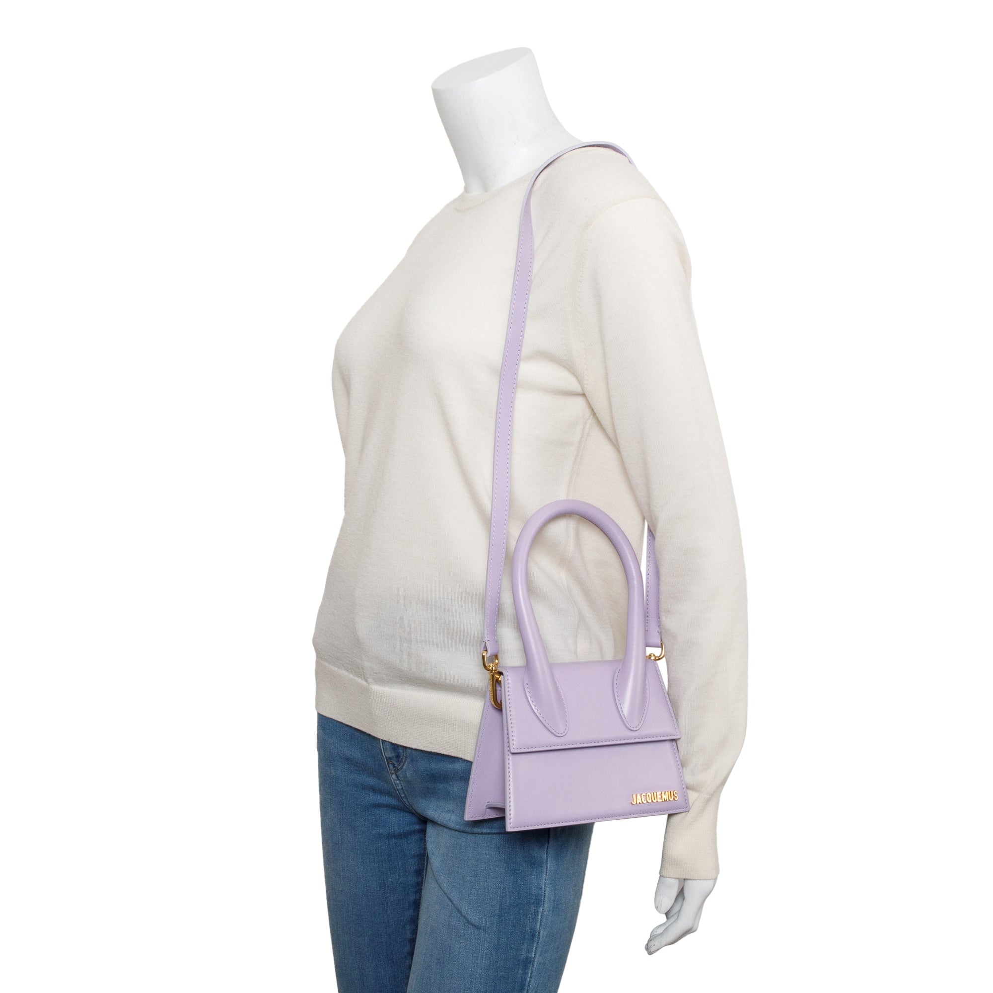 Jacquemus Purple Leather Le Chiquito Moyen Bag w/ Strap