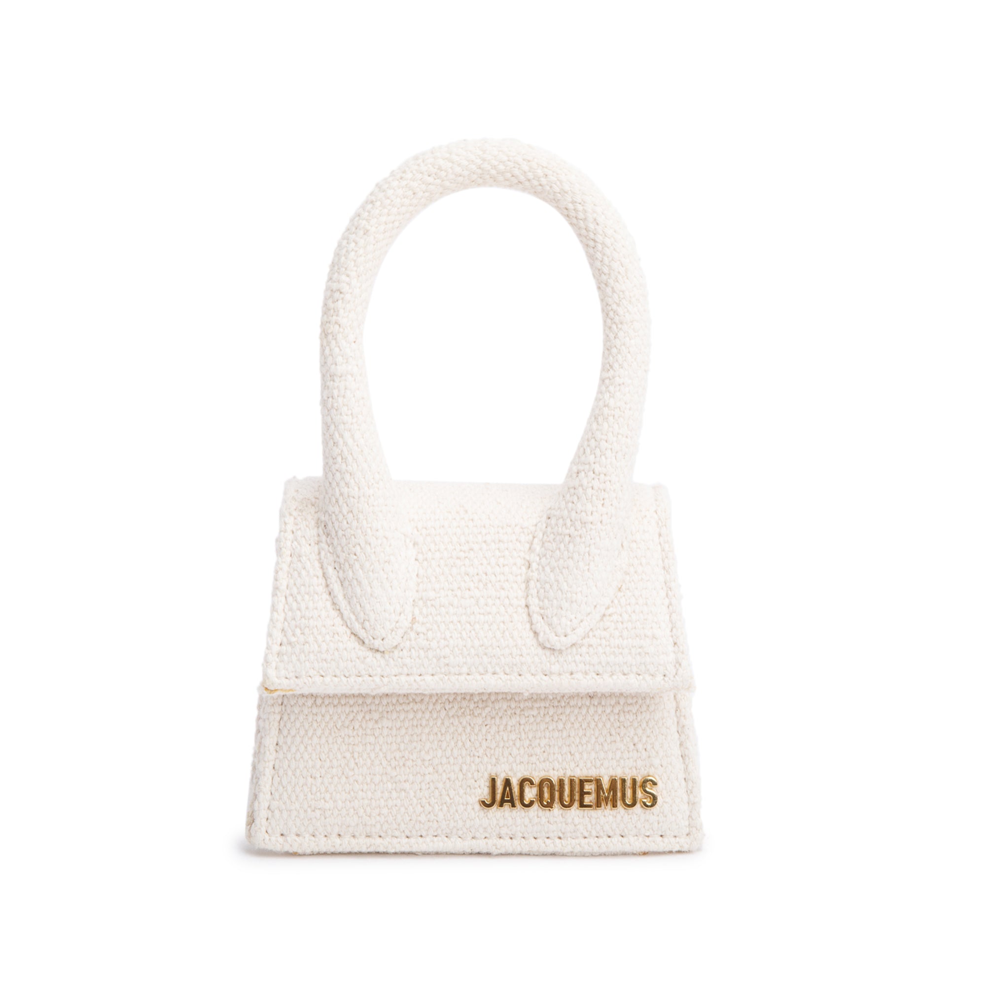 Jacquemus White Canvas Mini Signature Le Chiquito Handle Bag w/ Strap