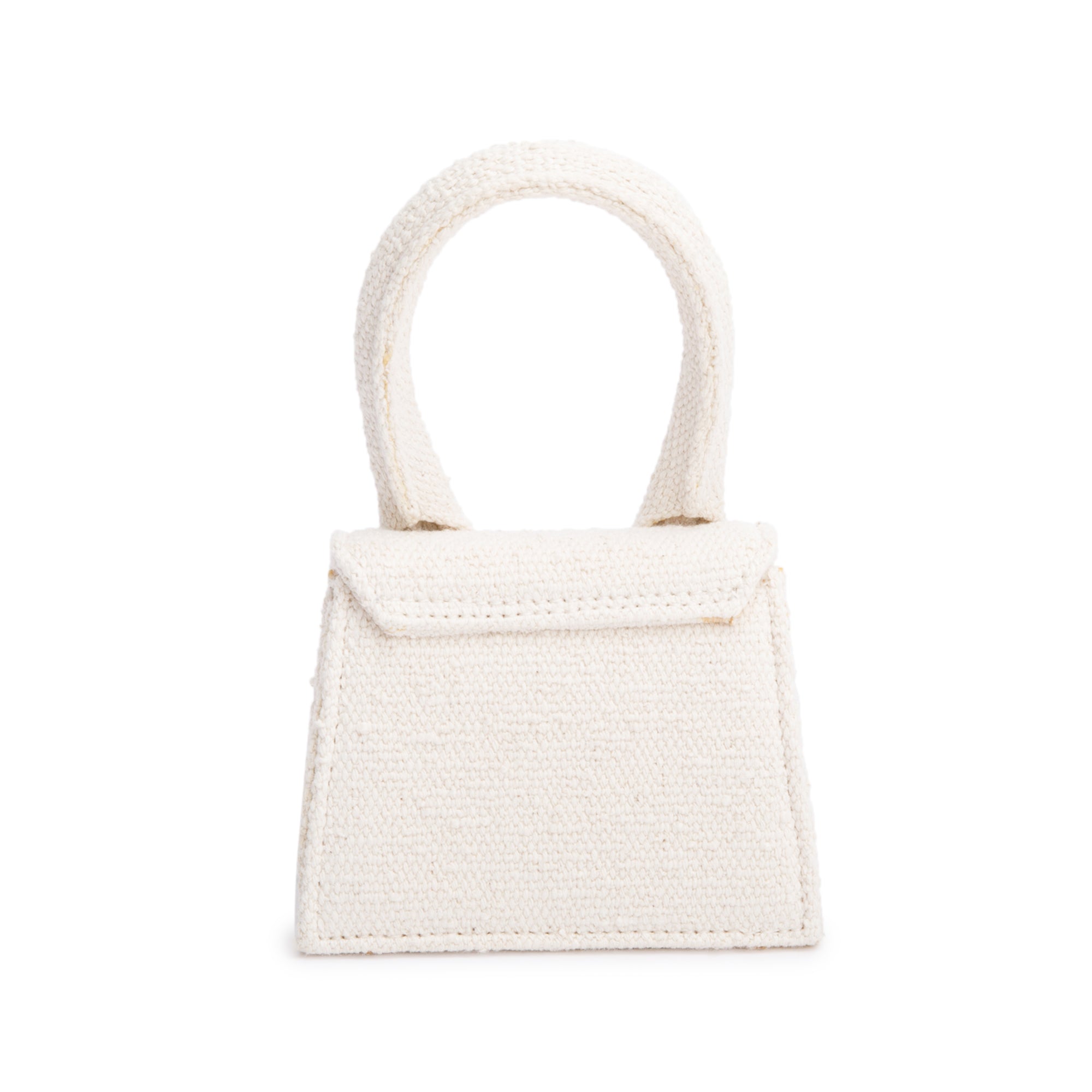 Jacquemus White Canvas Mini Signature Le Chiquito Handle Bag w/ Strap