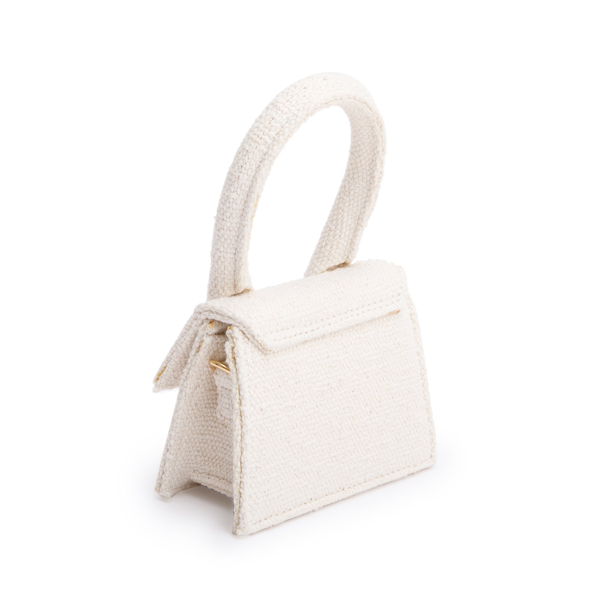 Jacquemus White Canvas Mini Signature Le Chiquito Handle Bag w/ Strap
